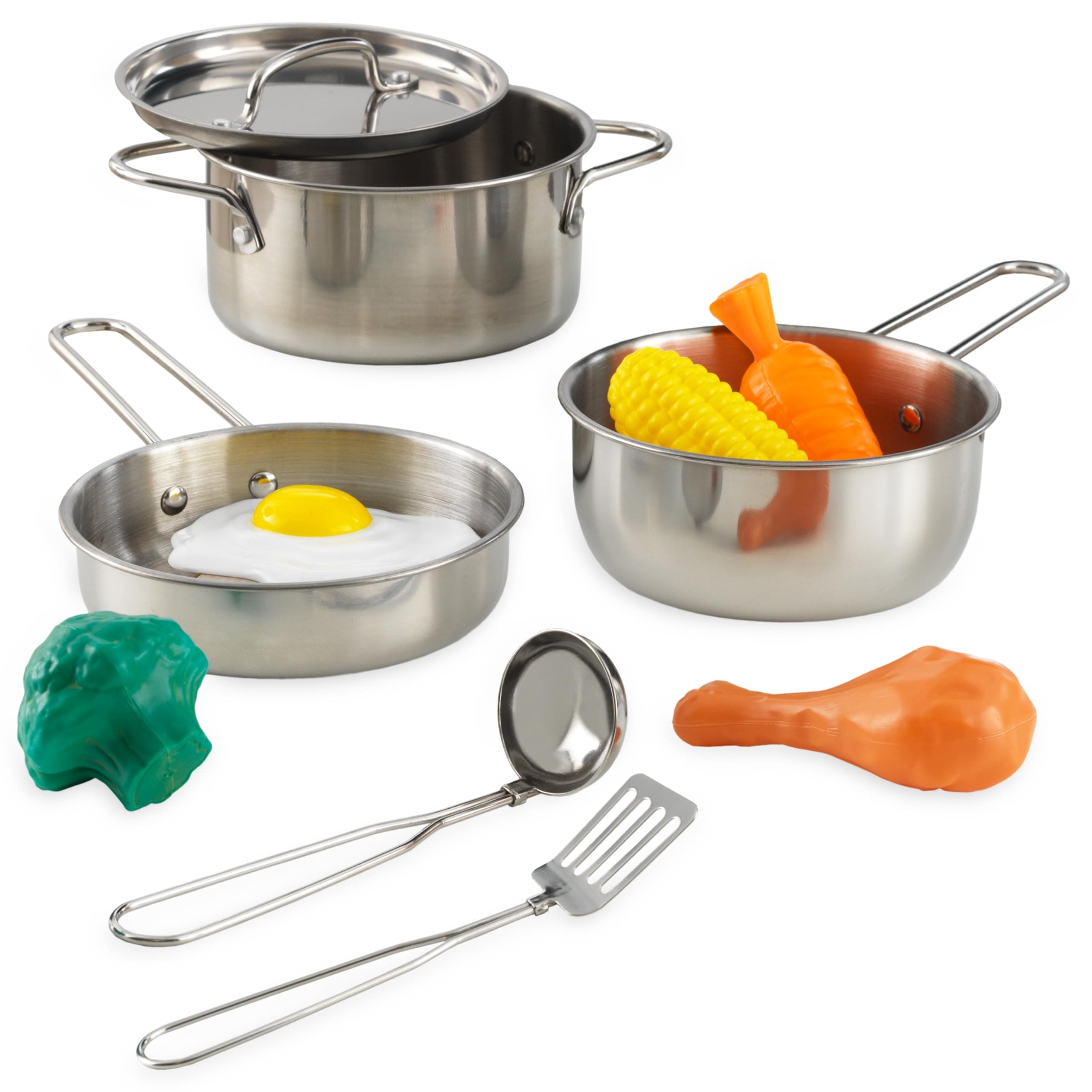Deluxe Cookware Set with Food, Gift for Ages 3+