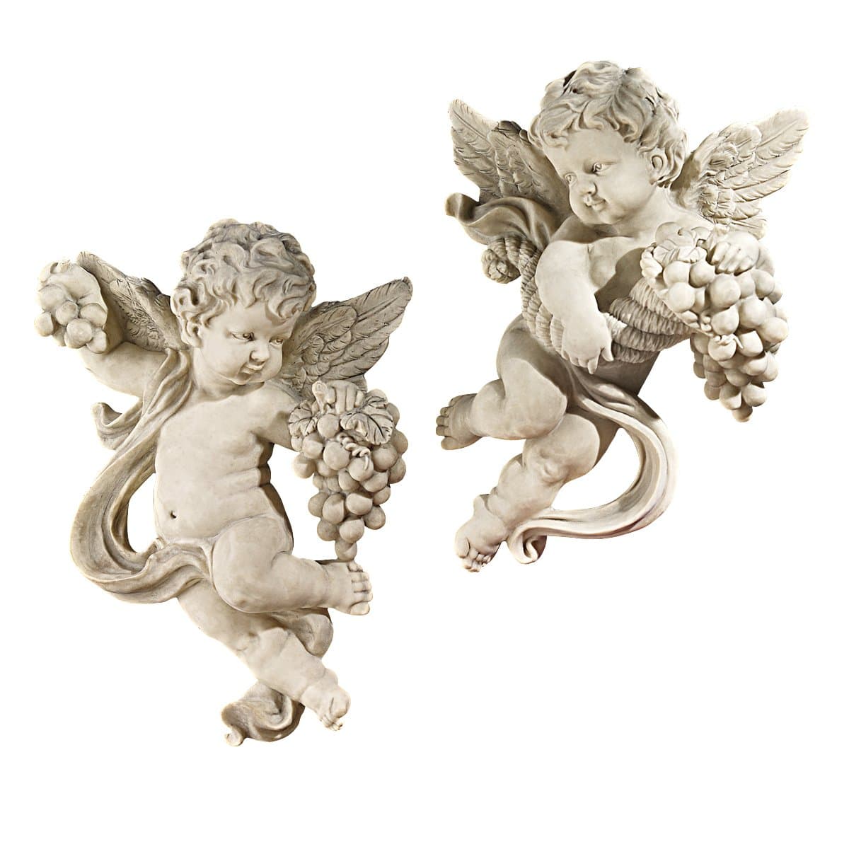 Design Toscano Cherub Harvest Wall Sculptures, Full Color
