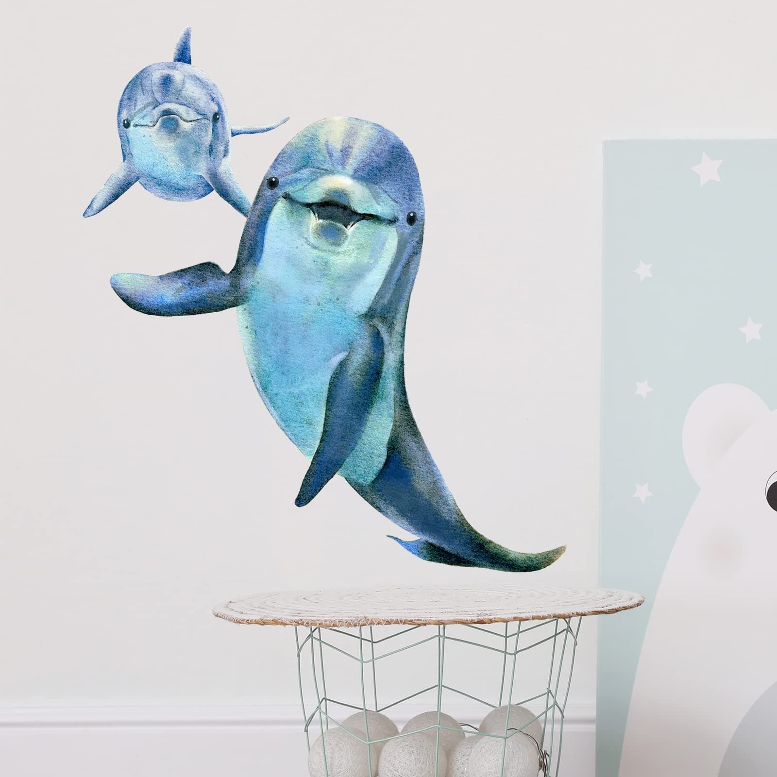 Underwater Dolphins Wall Decal Nursery Sea Animal Wall Sticker Removable Peel and Stick Waterproof Wall Art Decor Stickers for Kids Baby Classroom Preschool Living Room Playing Room Bedroom