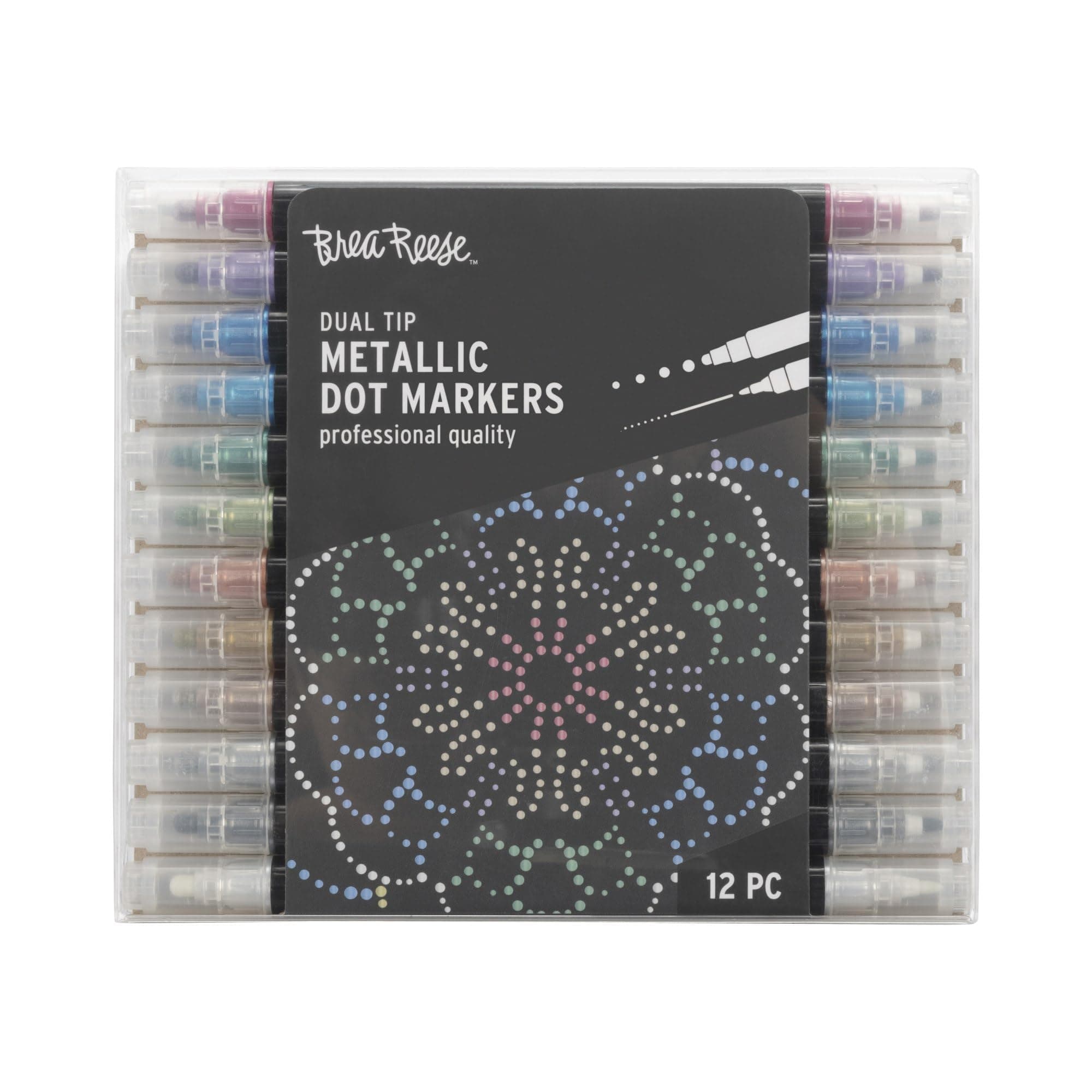 Brea Reese: Dual-Tip Dot Markers - Metallic 12ct - 24 Colors, Professional Quality, Water-Based Ink, Adults Art Supplies, DIY Crafts & Scrapbooking