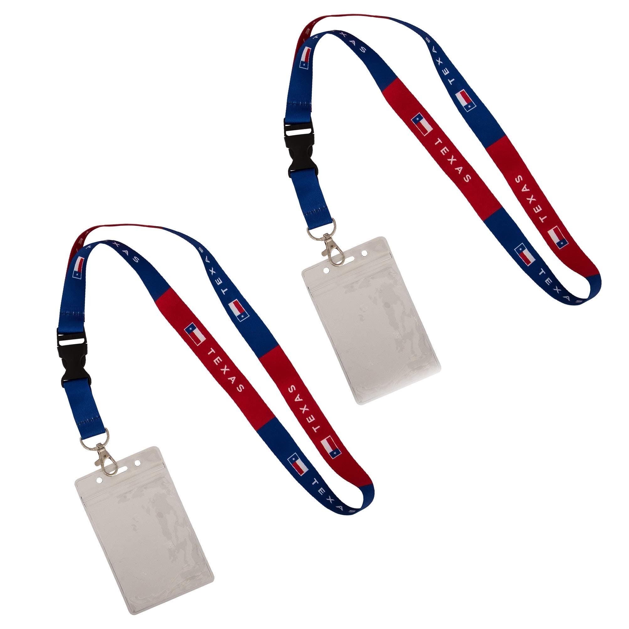 State of Texas Flag Lanyard 2-Pack Waterproof Zip Card Ship Pass ID Holder Mens Womens Kids Adult Detachable Breakaway Snap Buckle (Cruise)
