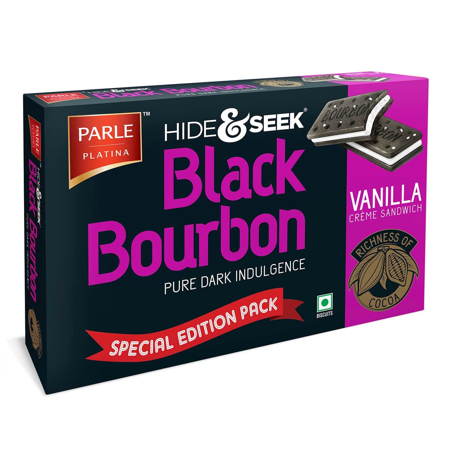 Parle Platina Hide & Seek Black Bourbon Vanilla 270g/ 300g( Weight May Vary )
