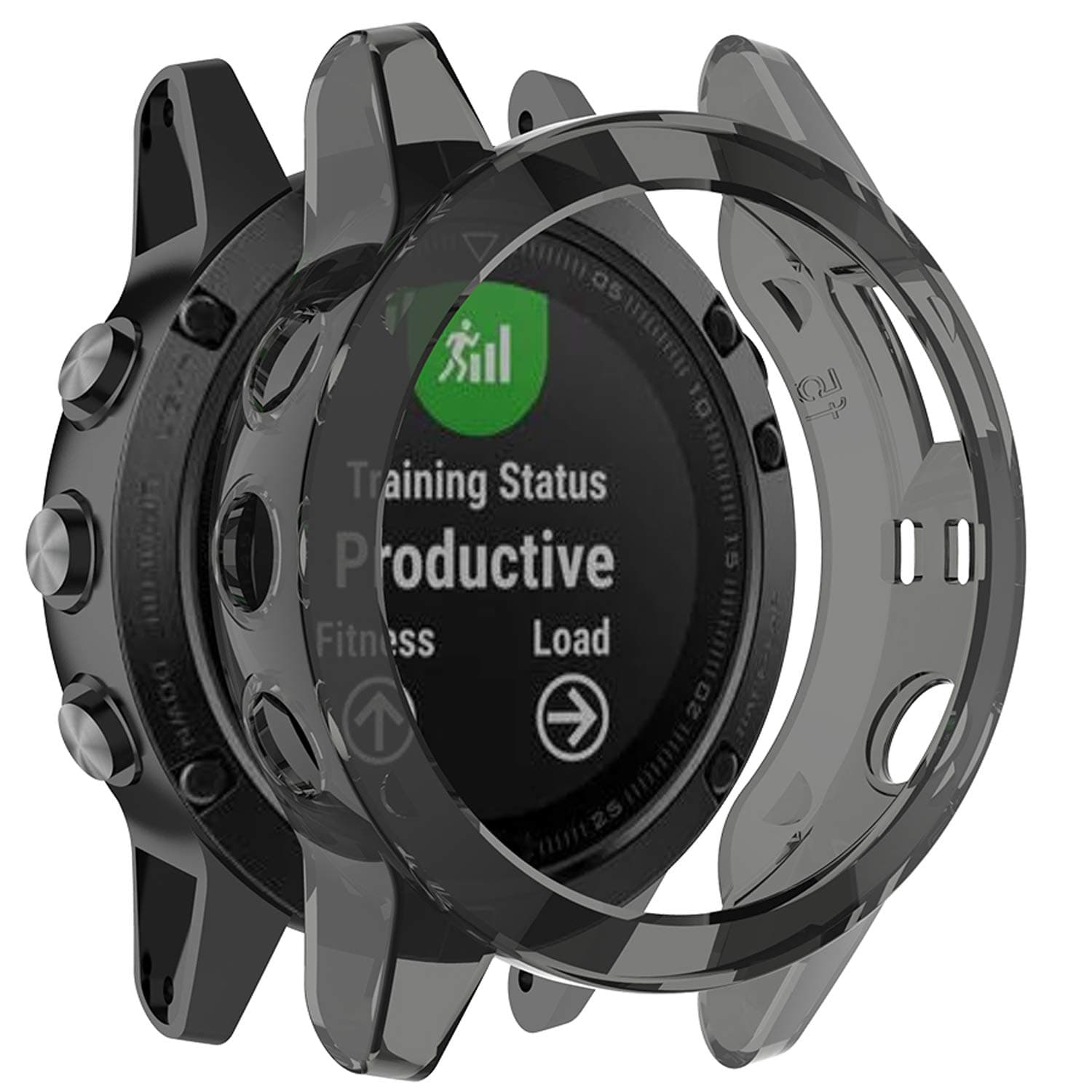 Fit for Garmin Fenix 5 Case, Colorful Silicone Protective Case Bumper Sleeve Shell Frame Protector Cover Accessories for Garmin Fenix 5 Plus Smartwatch (Black)