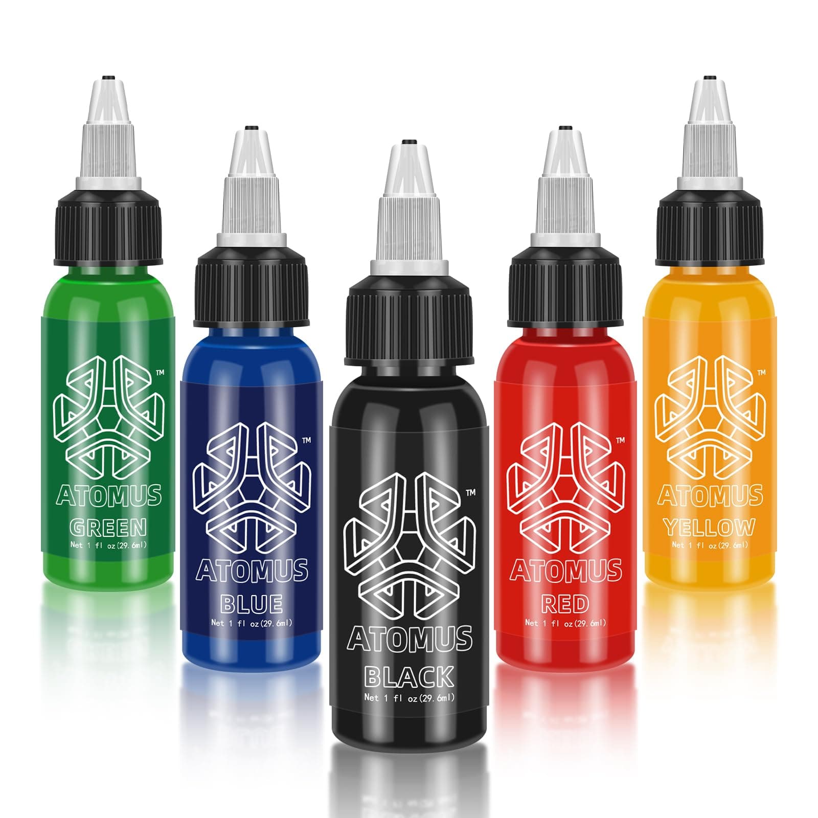 ATOMUS Tattoo Ink 5 Colors 1oz 30ml Tattoo Supply Black Pigment Natural Plant Ink Permanent Makeup Tattoos Pigment