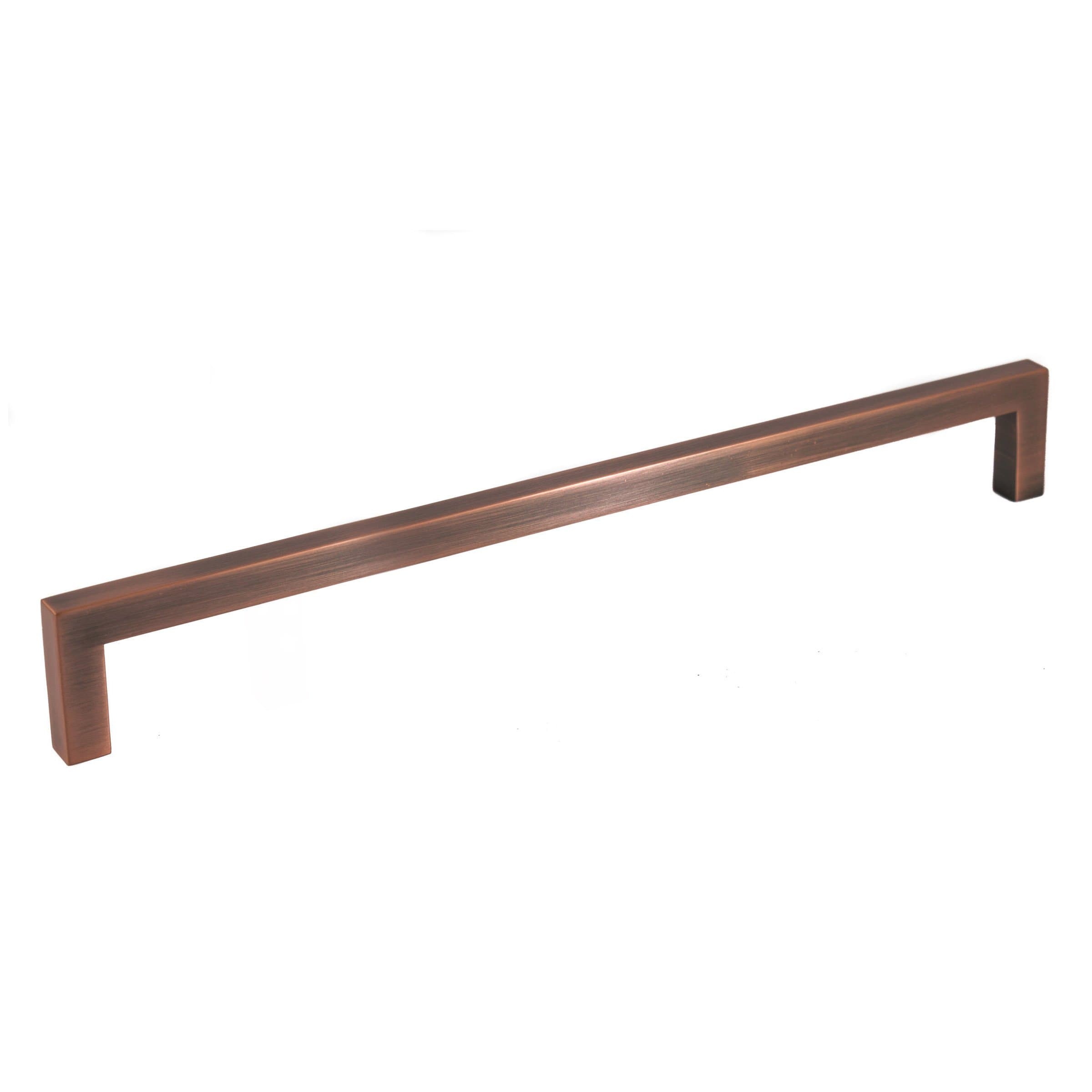Celeste Designs Square Bar Pull Modern Cabinet Handle Antique Copper Solid Zinc 9mm 10" Hole Spacing