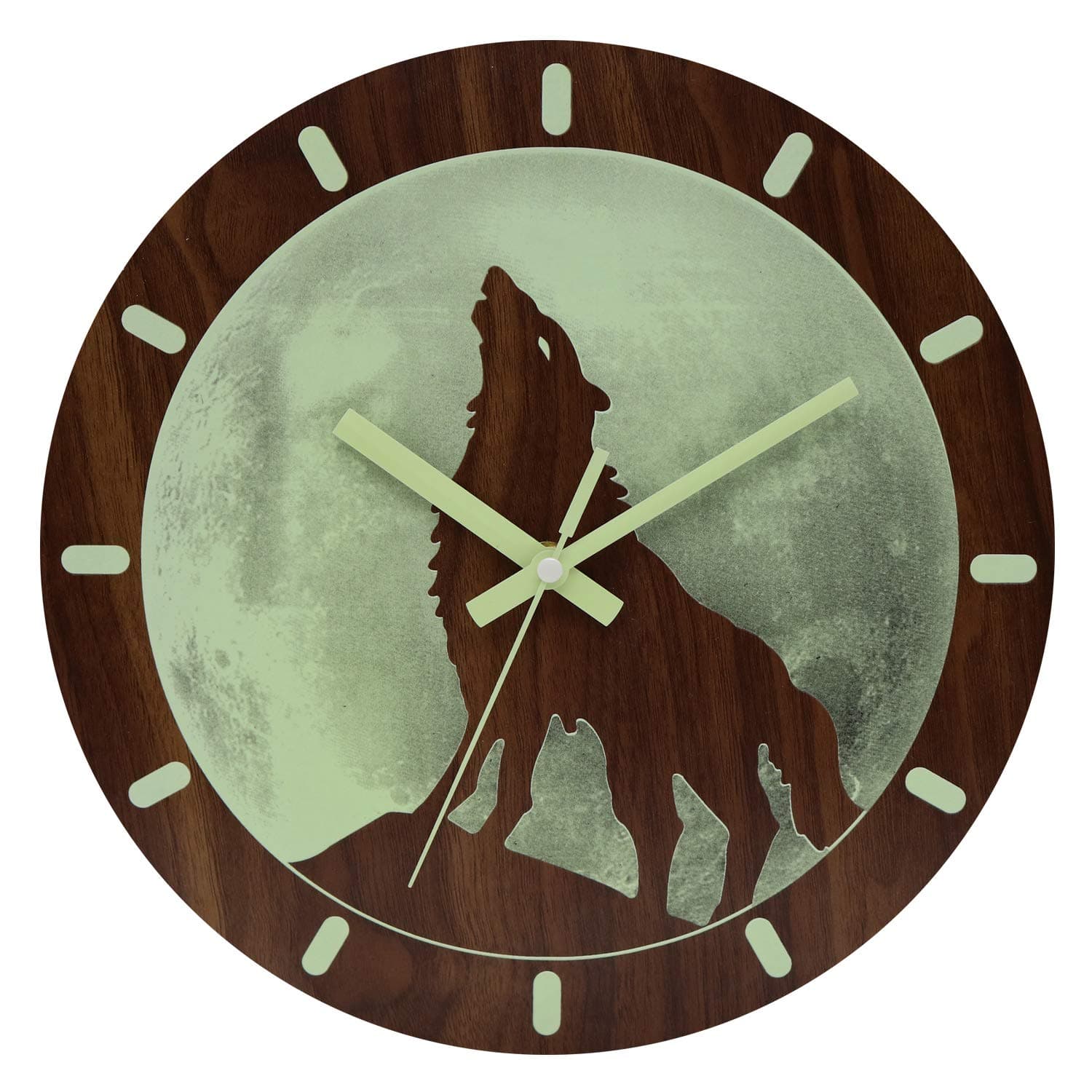 Light Function Wall Clock Wood 12 Inch Silent Non-Ticking Battery Operated Indoor Clocks Modern Style for Kitchen Living Room Bedroom Office