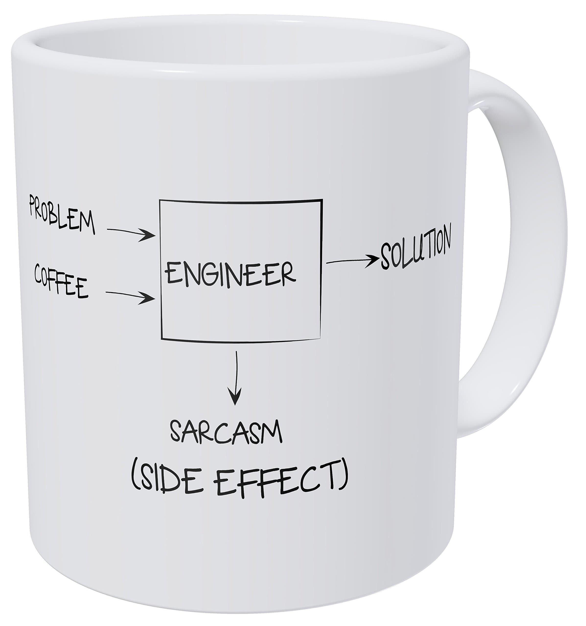 NDJHEH Aviento Engineer Problem Solution Sarcasm Side Effect 11 Ounces Ultra White Ceramic Funny Coffee Mug