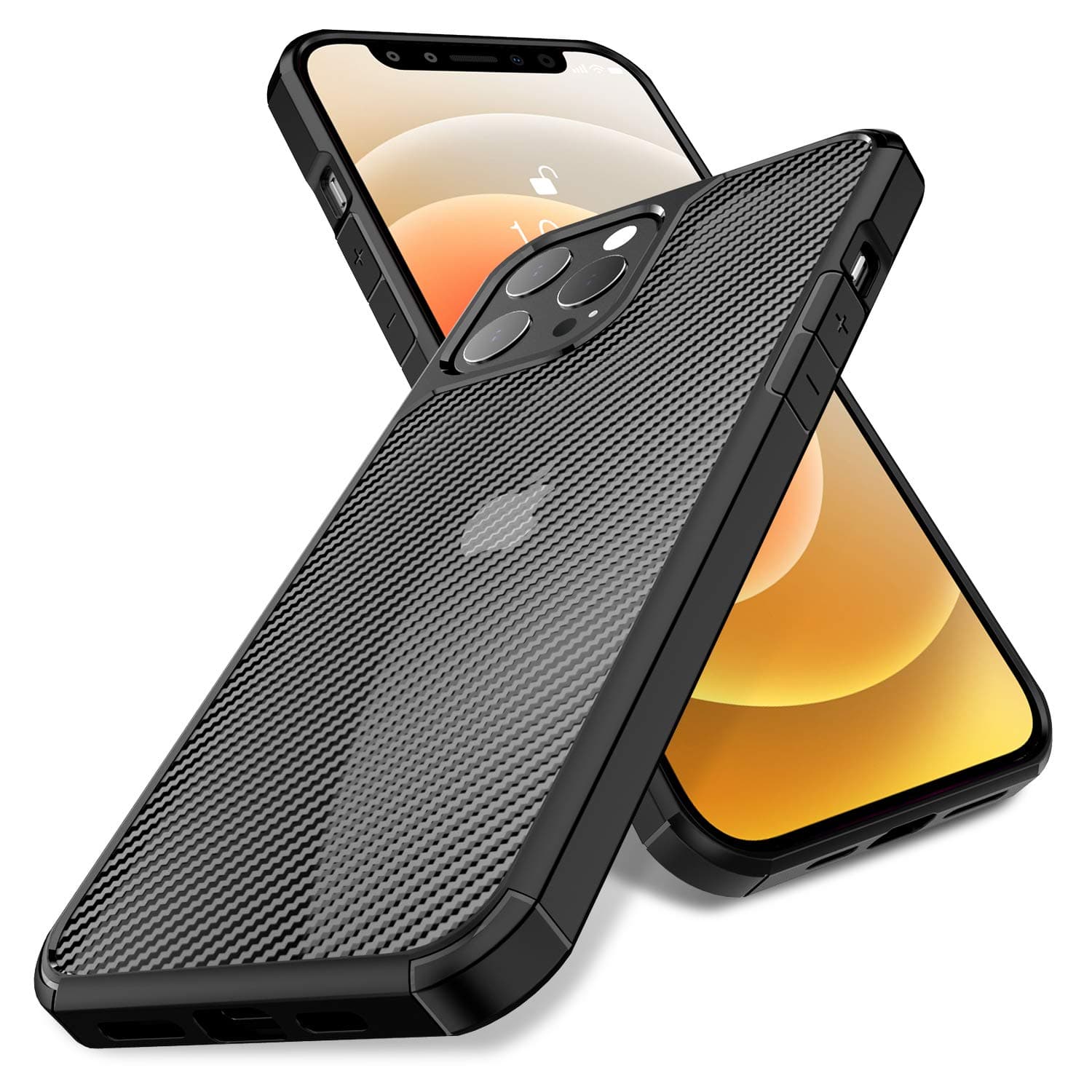 SUPERONE Compatible with iPhone 12 / iPhone 12 Pro Case Cover 6.1 inch, Frosted Translucent iPhone Case with Luxury Carbon Fiber Finish & Soft TPU Bumper [Military Grade Drop Tested]