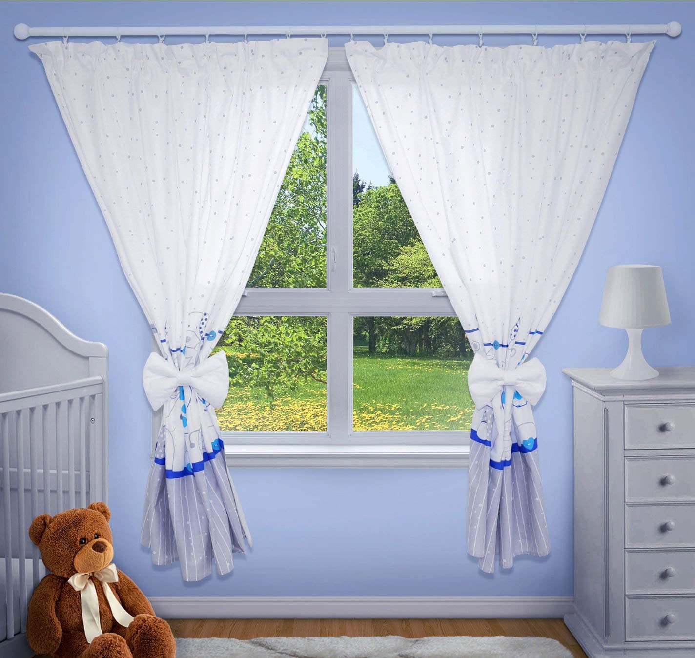 TheLittles24 Luxury Decorative Curtains for Baby Room Matching with Our Nursery Bedding Sets (Zoo Blue)