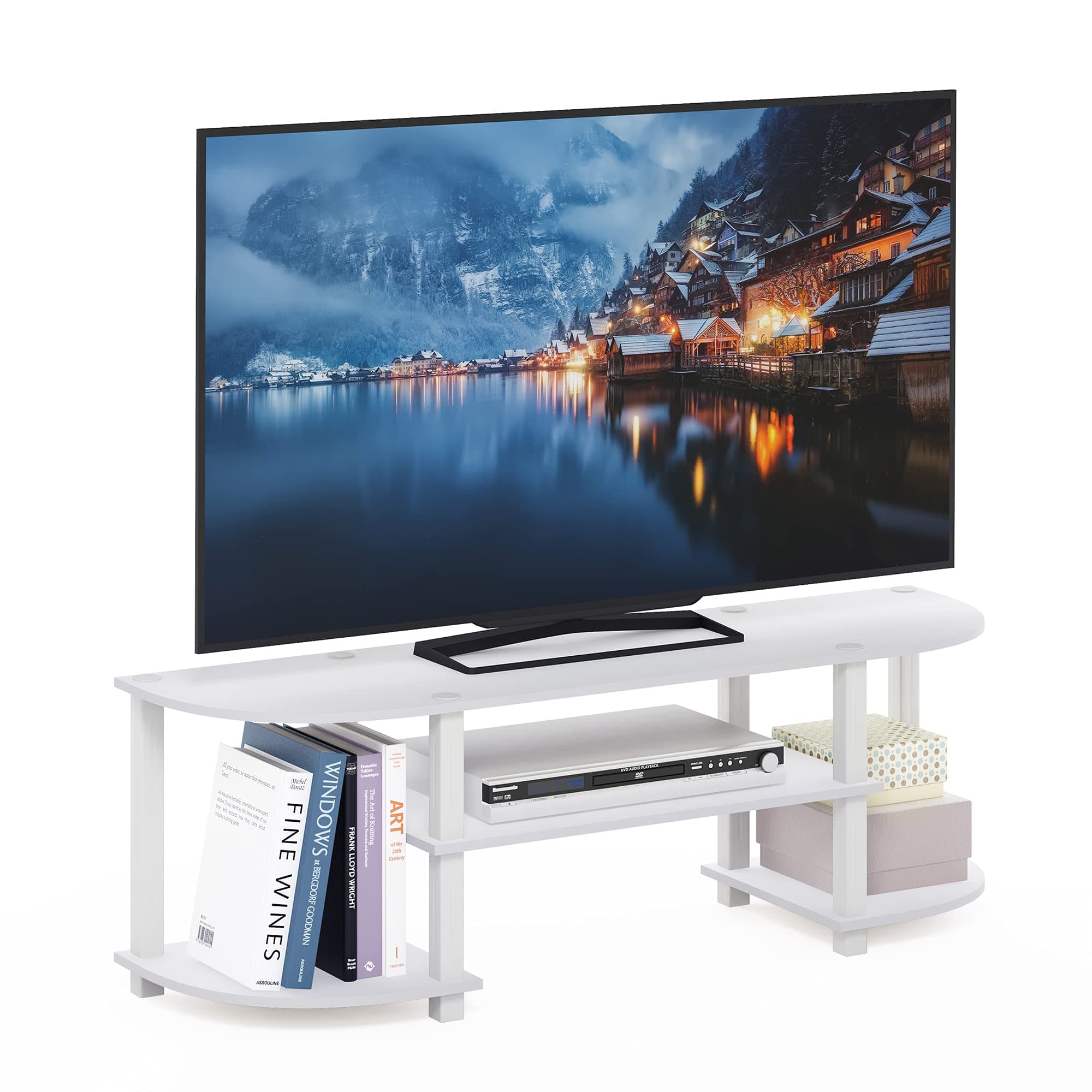 Furinno Turn-S-Tube Wide TV Entertainment Center, White