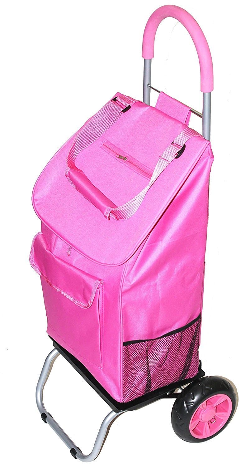 dbest products Shopping Grocery Foldable Cart Storage Mom, Polyester, Pink