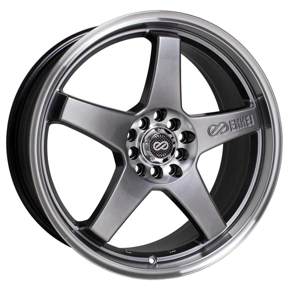 18x7.5 Enkei EV5 (Hyper Black w/ Machined Lip) Wheels/Rims 5x105/110 (446-875-5238HB)