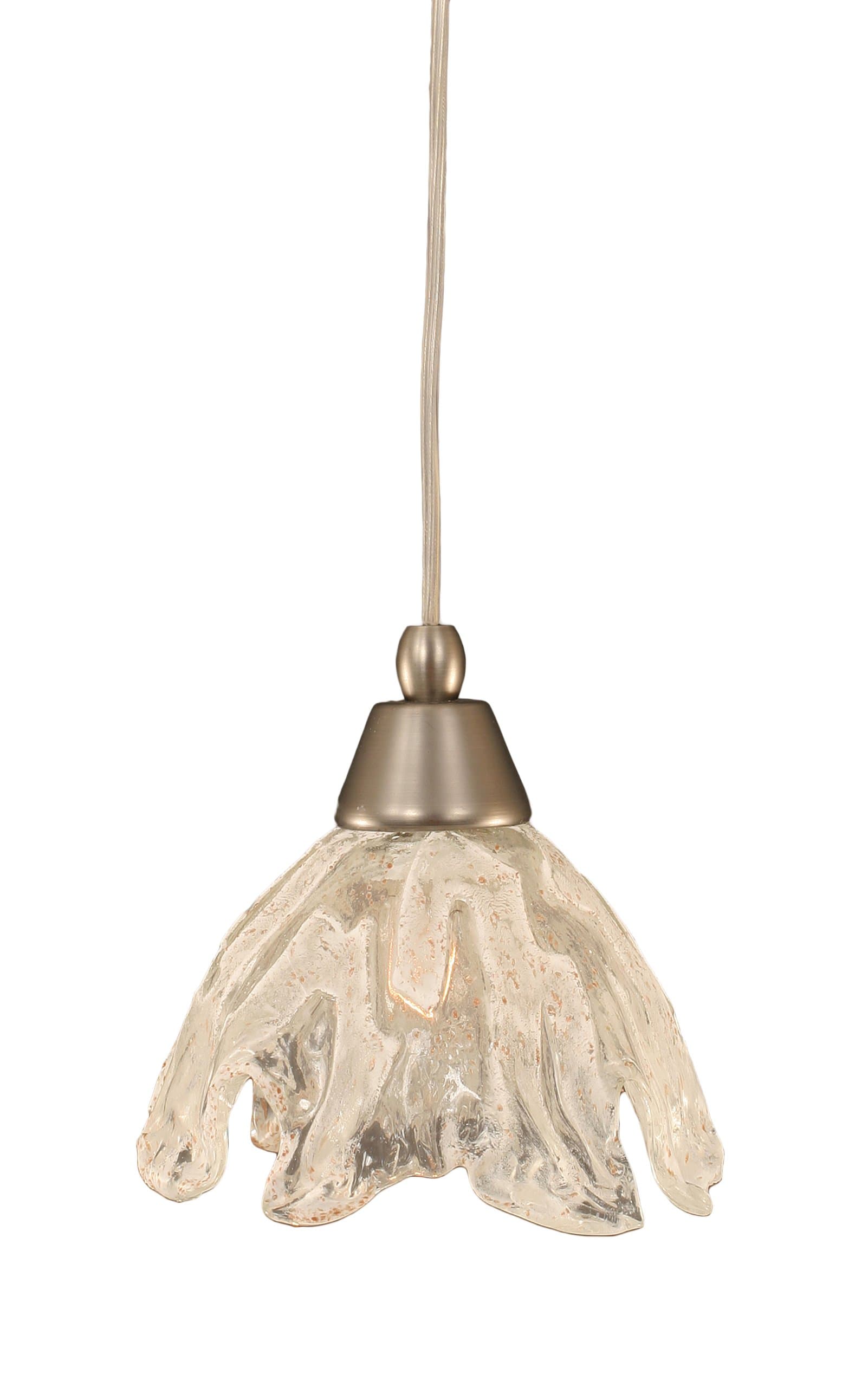 Toltech Lighting 22-BN-759 7-Inch Cord Mini-Pendant Light Brushed Nickel Finish with Italian Ice Glass