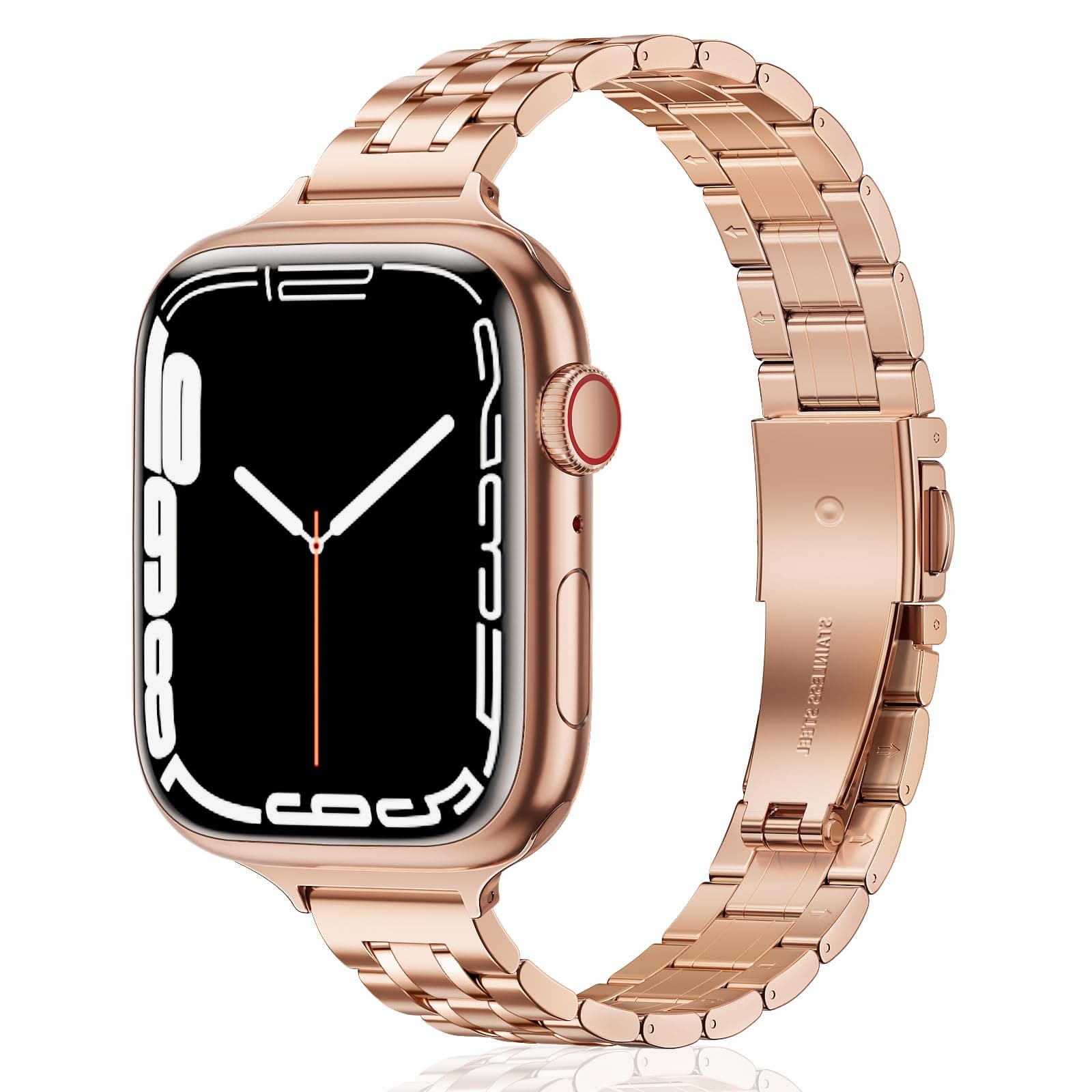 HEKAI Metal Straps Compatible with Apple Watch Strap 40mm 41mm 38mm, Slim Small Adjustable Stainless Steel Replacement Band iWatch Ultra Series 8/7/6/5/4/3/2/1,SE (38mm 40mm 41mm, Roségold)