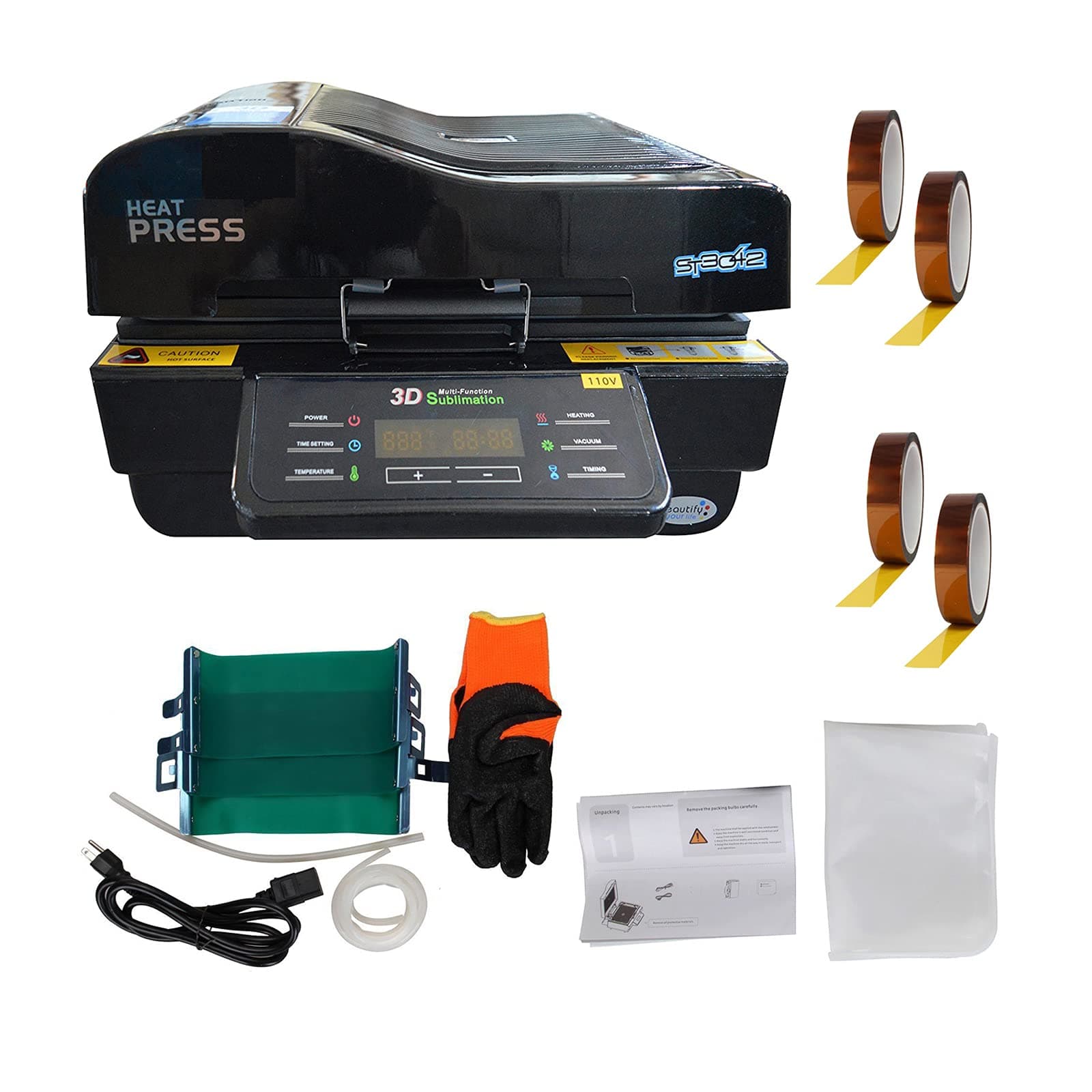 3D Muti-fuction Vacuum Sublimation Heat Press Machine Red or Black Color Three-Dimensional Printing CE Certification