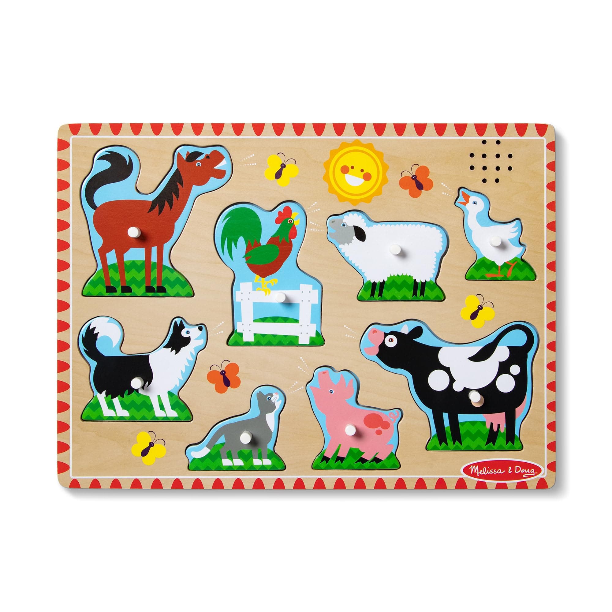 Melissa and Doug 10726 Farm Animals Sound Puzzle | Puzzles | Wood | 2+ | Gift for Boy or Girl, Multicolor, 3 cm*2.8575 cm*2.06375 cm