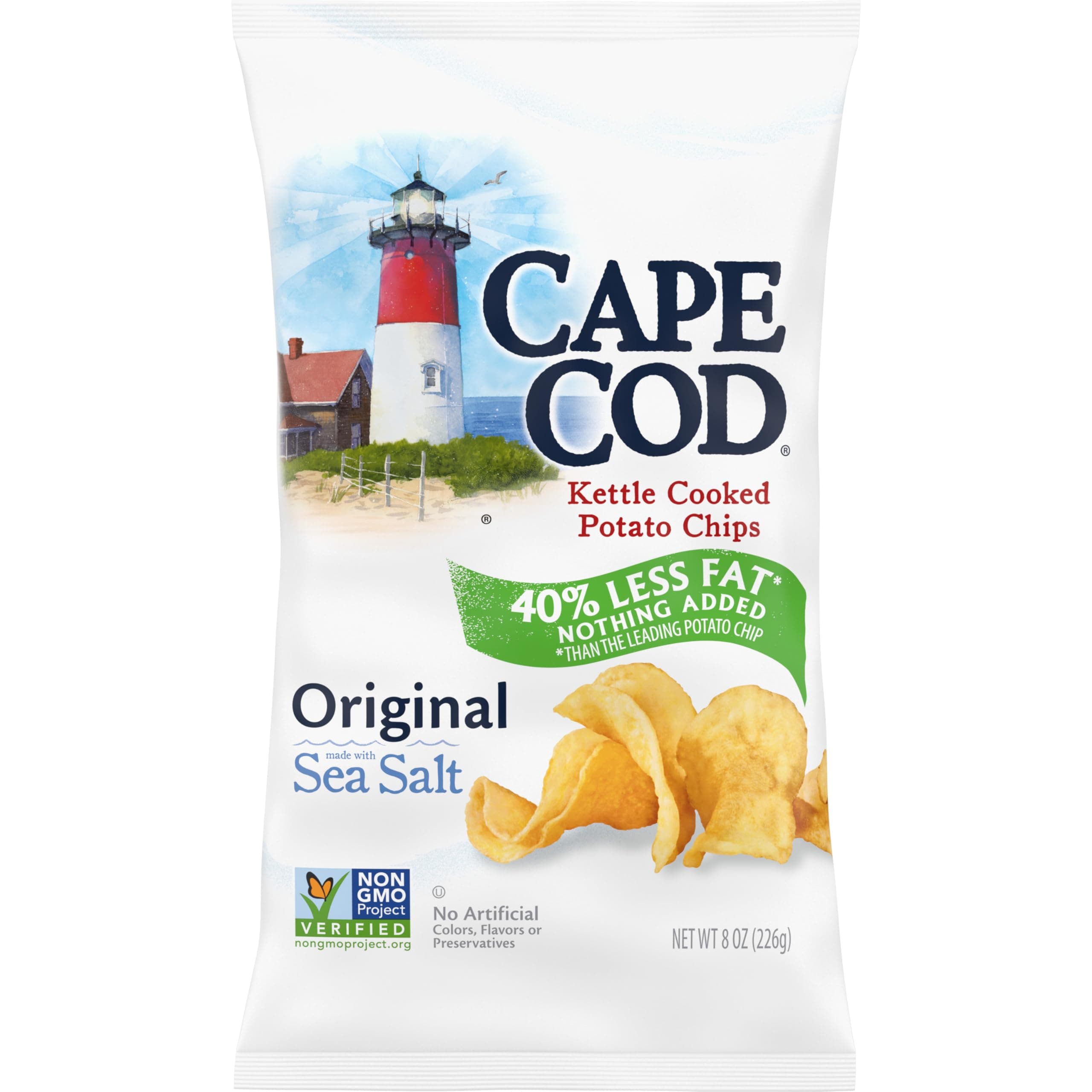 Cape Cod Kettle Cooked Potato Chips 40% Less Fat - Original 8oz