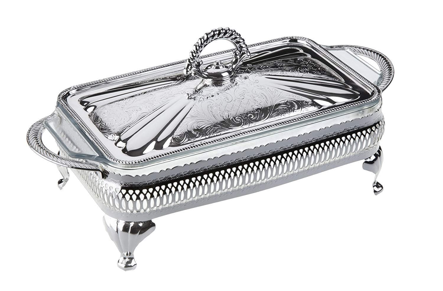 Table Top Serving Dish Silver Plated with special tarnish resistant finish that never needs Silver polishing