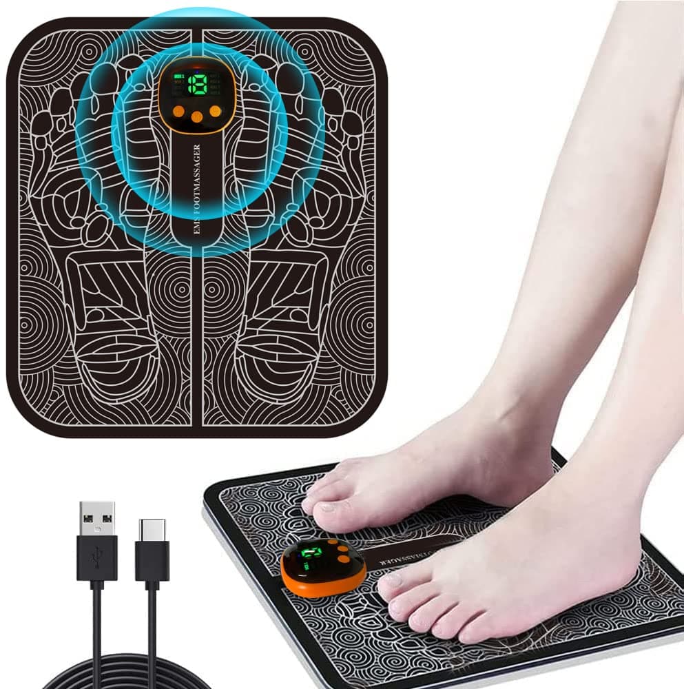 WARDBESFoot Massager, Folding Portable Feet Massage Machine, Electronic Muscle Stimulatior Massage Mat, 8 Modes 18 Intensities Relax Muscles