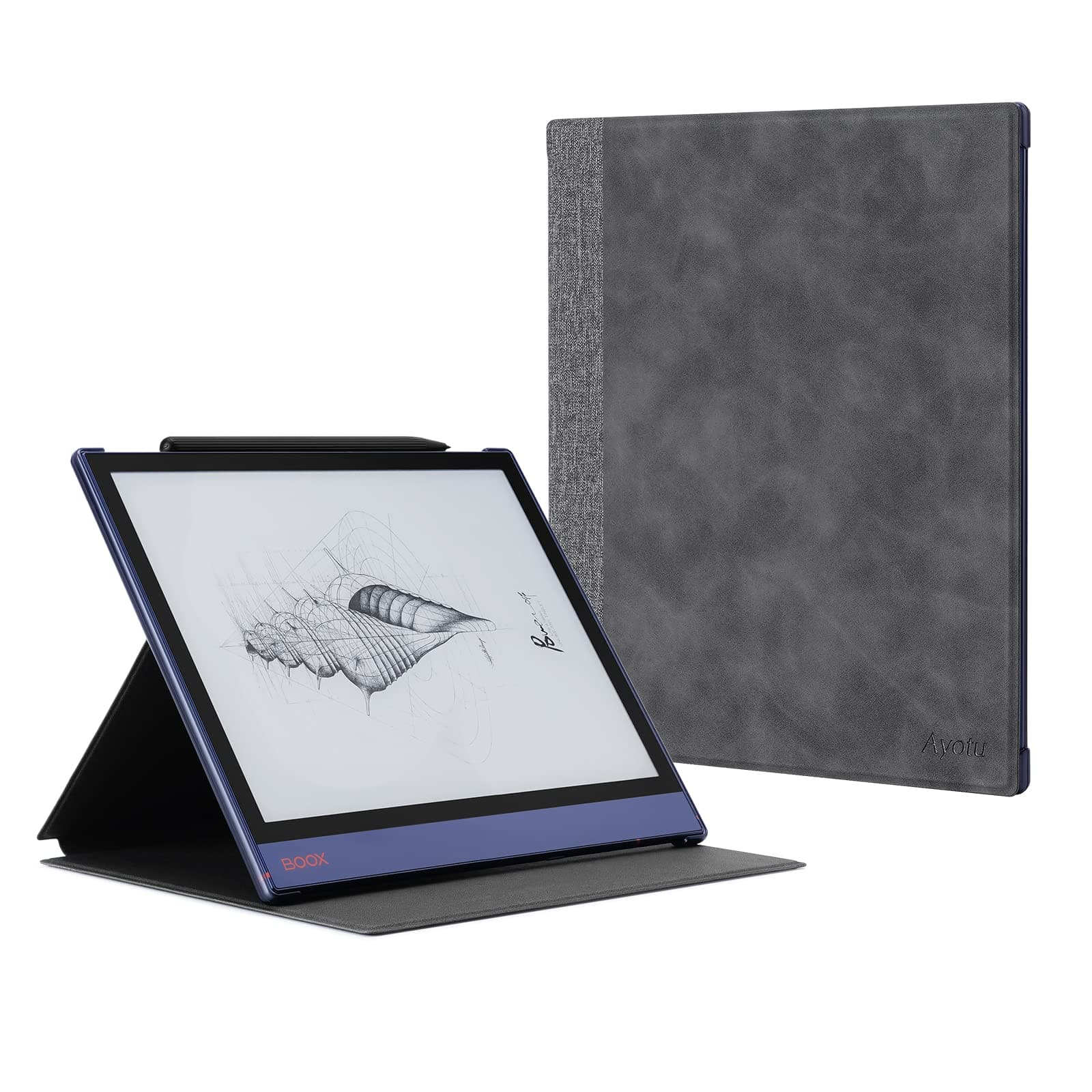 Ayotu Case for Onyx BOOX Note Air 1/Note Air 2/Air 2 Plus 10.3'' Paper Tablet, Auto Sleep/Wake, Durable Fabric Folio Cover with Foldable Stand, Grey (NOT Fit BOOX Note Air 3C)
