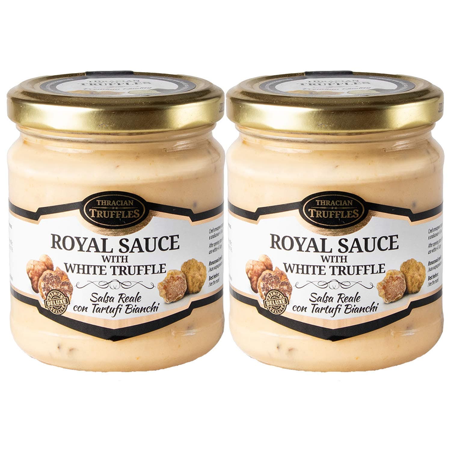 White Truffle Tuber borchii and Tuber MAGNATUM PICO 👑 Royal 👑 Luxury Gourmet Food Sauce Pasta with Cream and Cheese, Ideal for Meat, Grilled Bread, omelets, Pasta, Risotto, Sushi (2 x 80g)