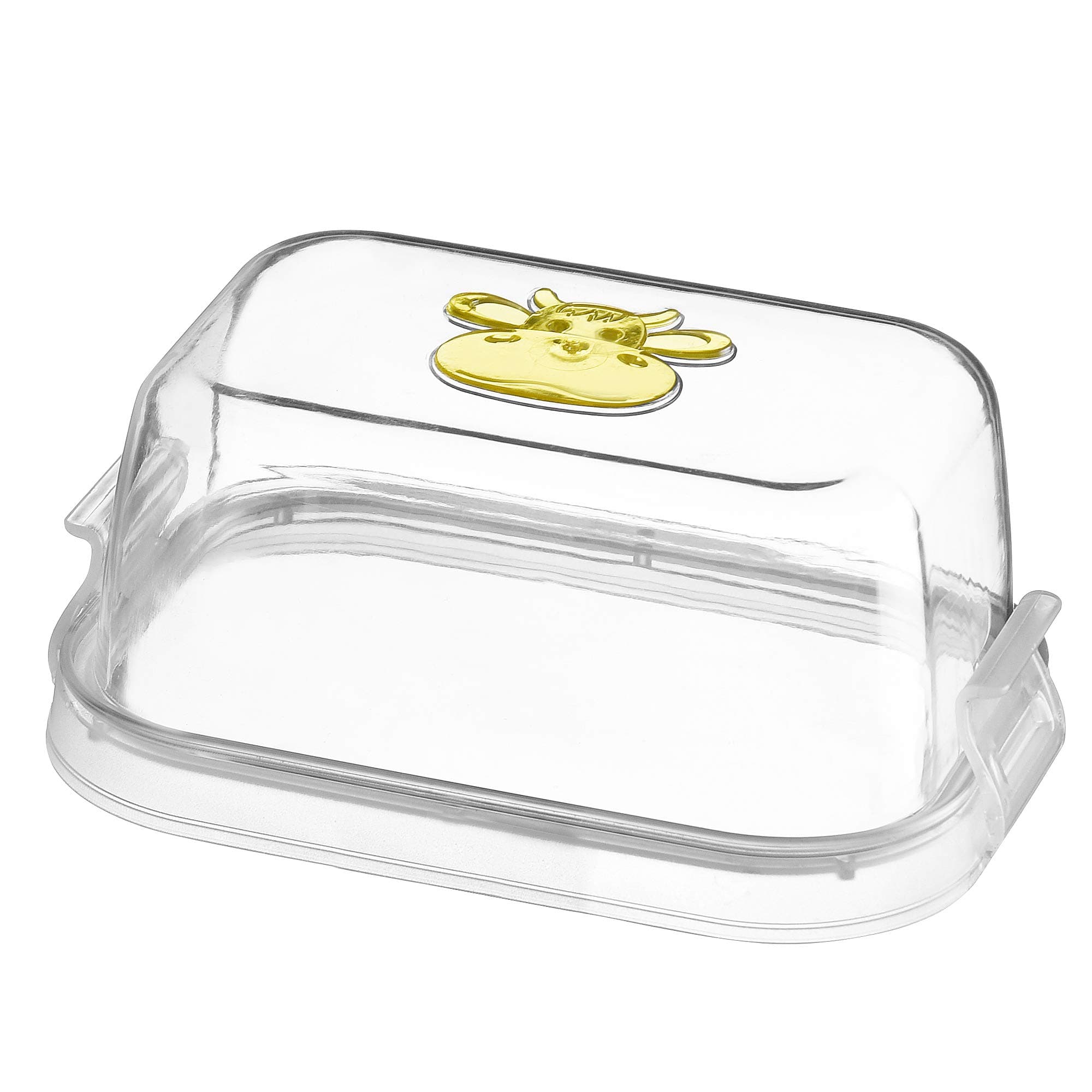 EVELYN LIVING Butter Holder with Clip Lid Clear Plastic Dish Cream Cheese Box Storage Kitchen Fridge Serving
