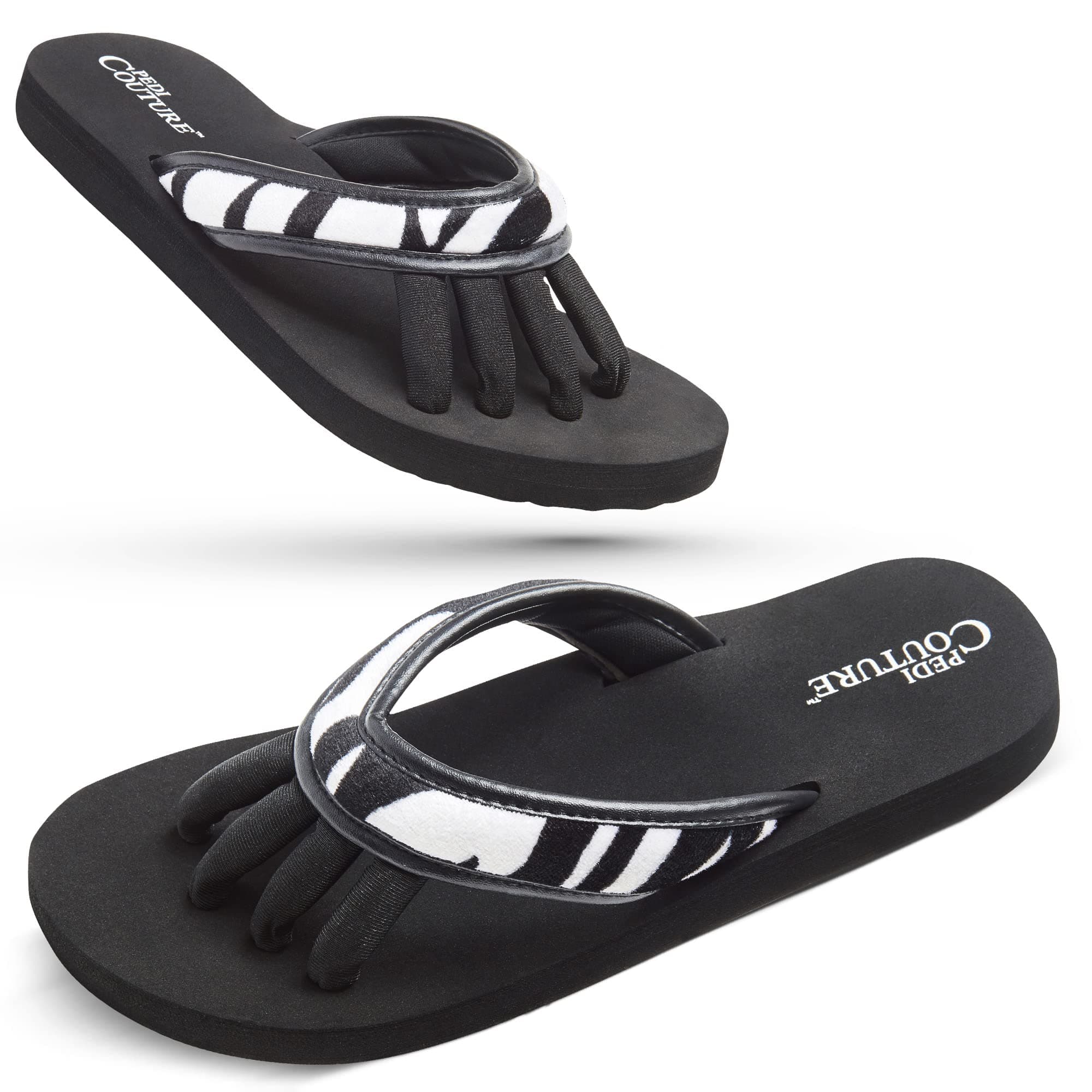 Pedi Couture Pedicure Sandals with Built In Toe Separators for Women - Comfortable Spa Style Flip Flops for Home, Salon, Yoga & Gym Use