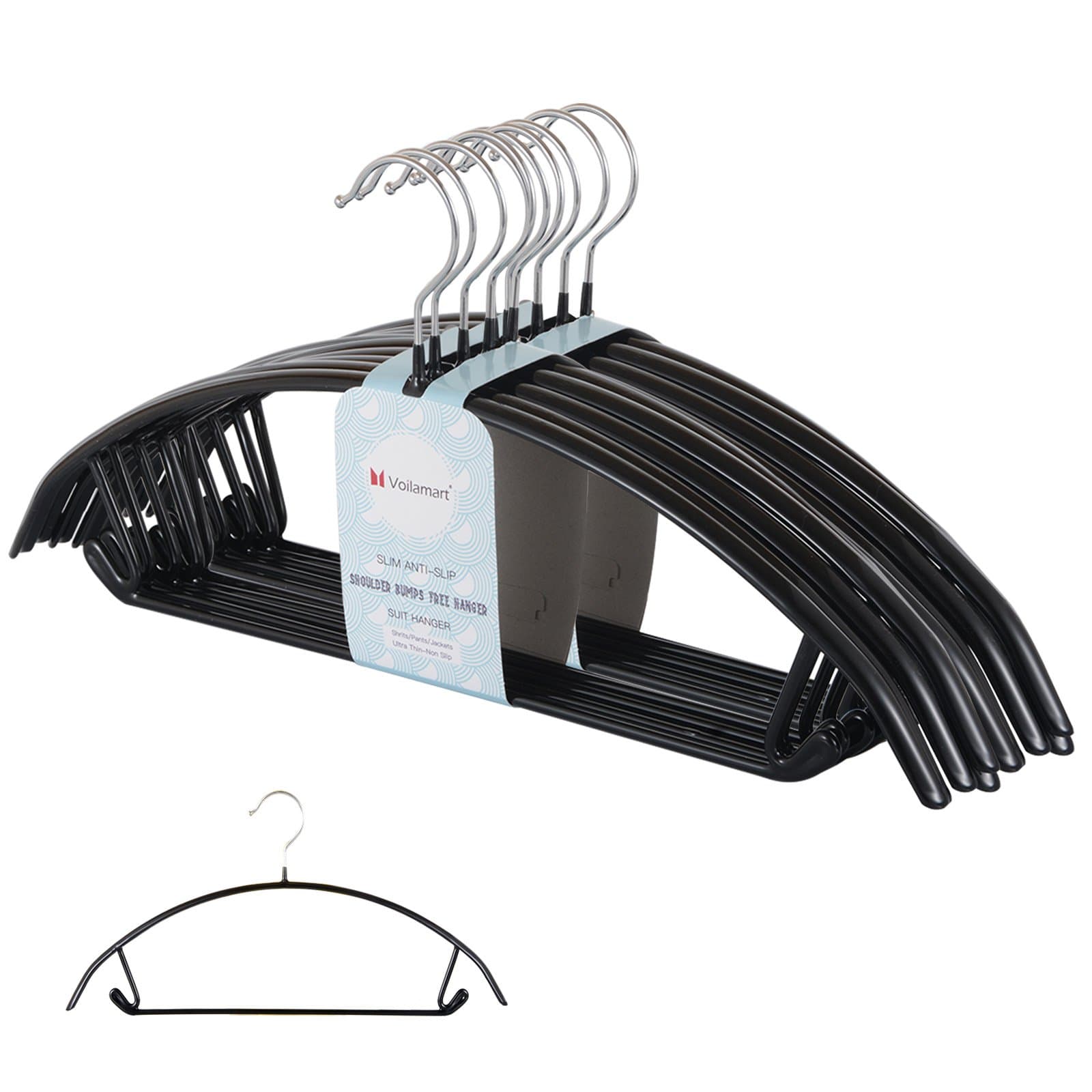 Voilamart Pack of 30 Coat Hanger,Light-Weight Non-Slip Knitwear Hanger,Metal Clothes Hangers No Shoulder Bumps for Knitwear Dress with Hook Jumper Hangers