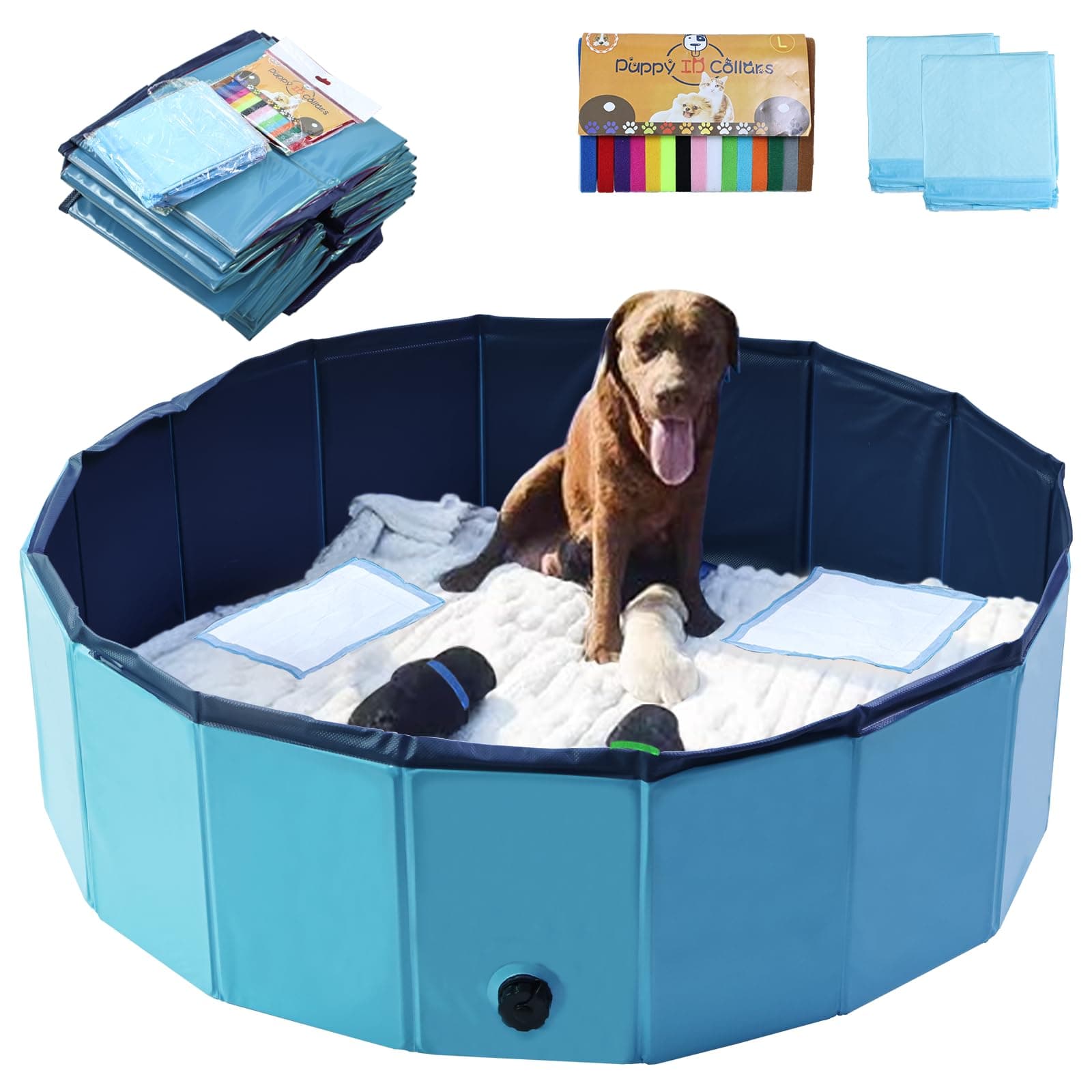 ArtilifeDog Whelping Box Pool,Whelping Box for Dogs Birthing,Welping Box Whelping Pen for Puppies Whelping Supplies (Blue, 47" Dia.x12 H(120x30cm))