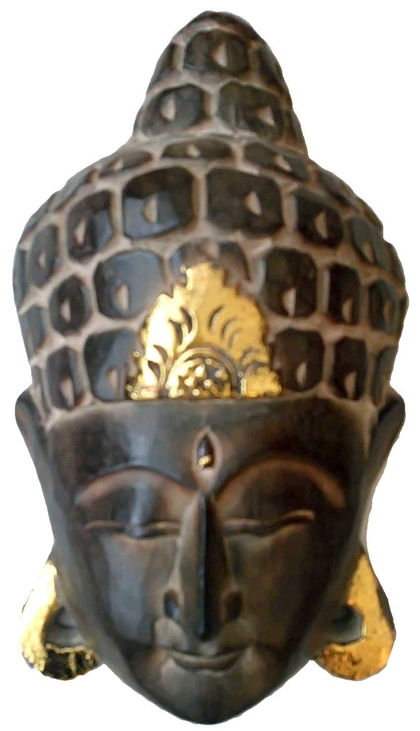 Eastern TIBETAN BUDDHA FACE HEAD BROWN WALL MASK HAND CARVED