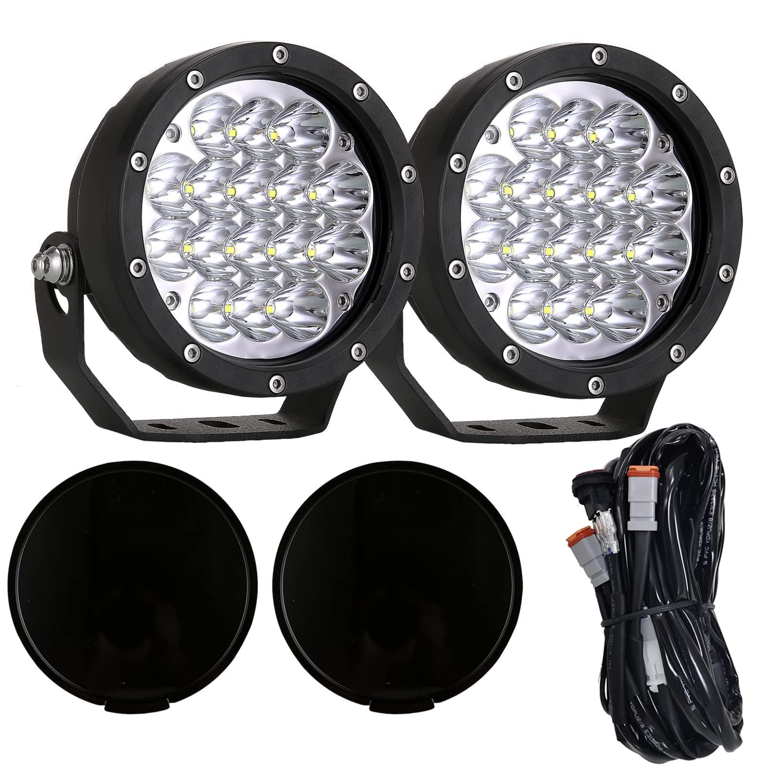 BIGLION.X Pair 160w 5 Inch Round Led Offroad Driving Lights Fog Lights 18800LM Offroad Spot Light Driving Light Pods Light Bar with Wiring Harness 12V 24V for Car Trucks SUV UTV ATV
