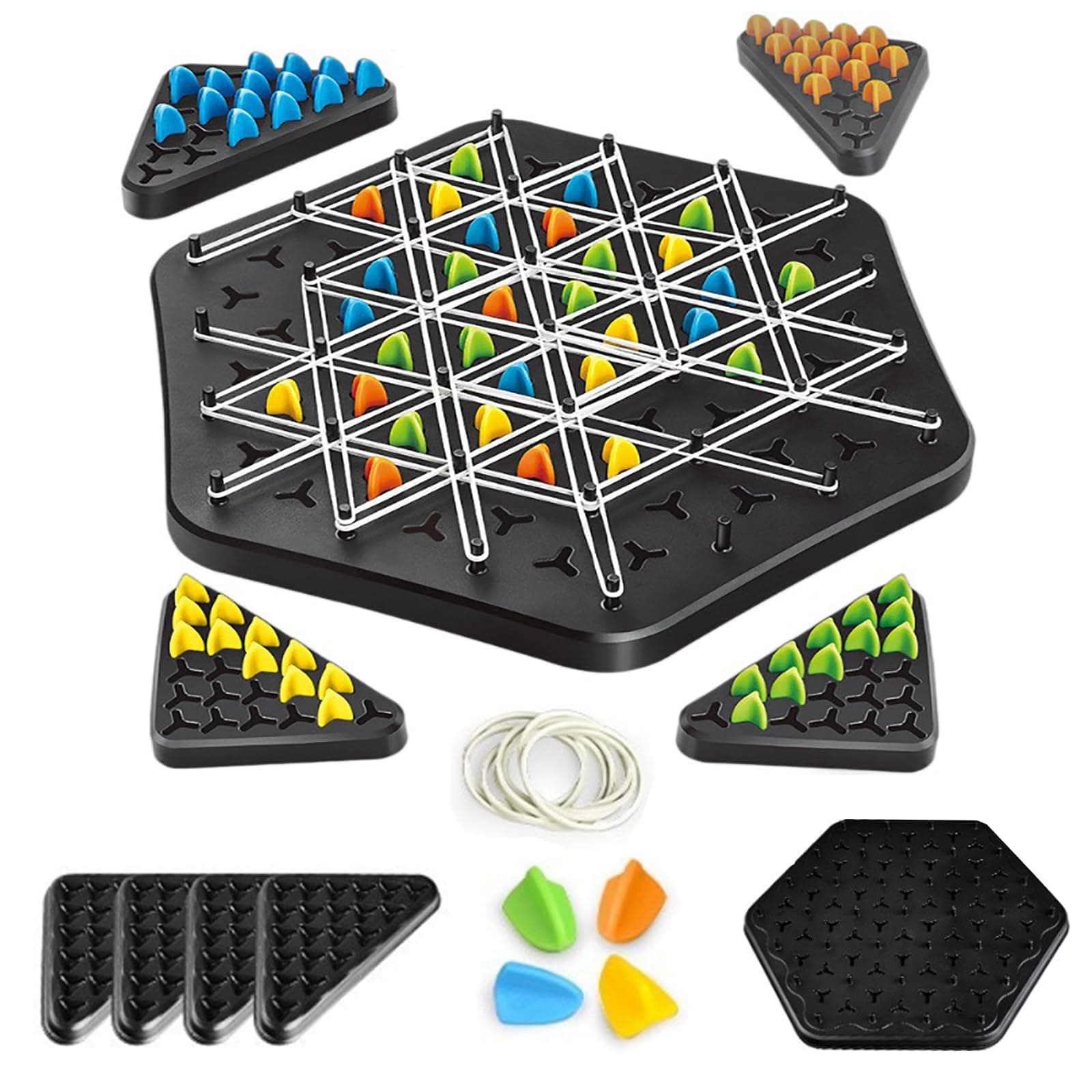 Moninsta Chain Triangle Chess Game, Strategy Board Game, Family Fun Night Chess Set for Kids & Adults - 2 to 4 Players, Interactive Puzzle Games, Birthday Gift Ideal for 3-12 Years Old Boys Girls