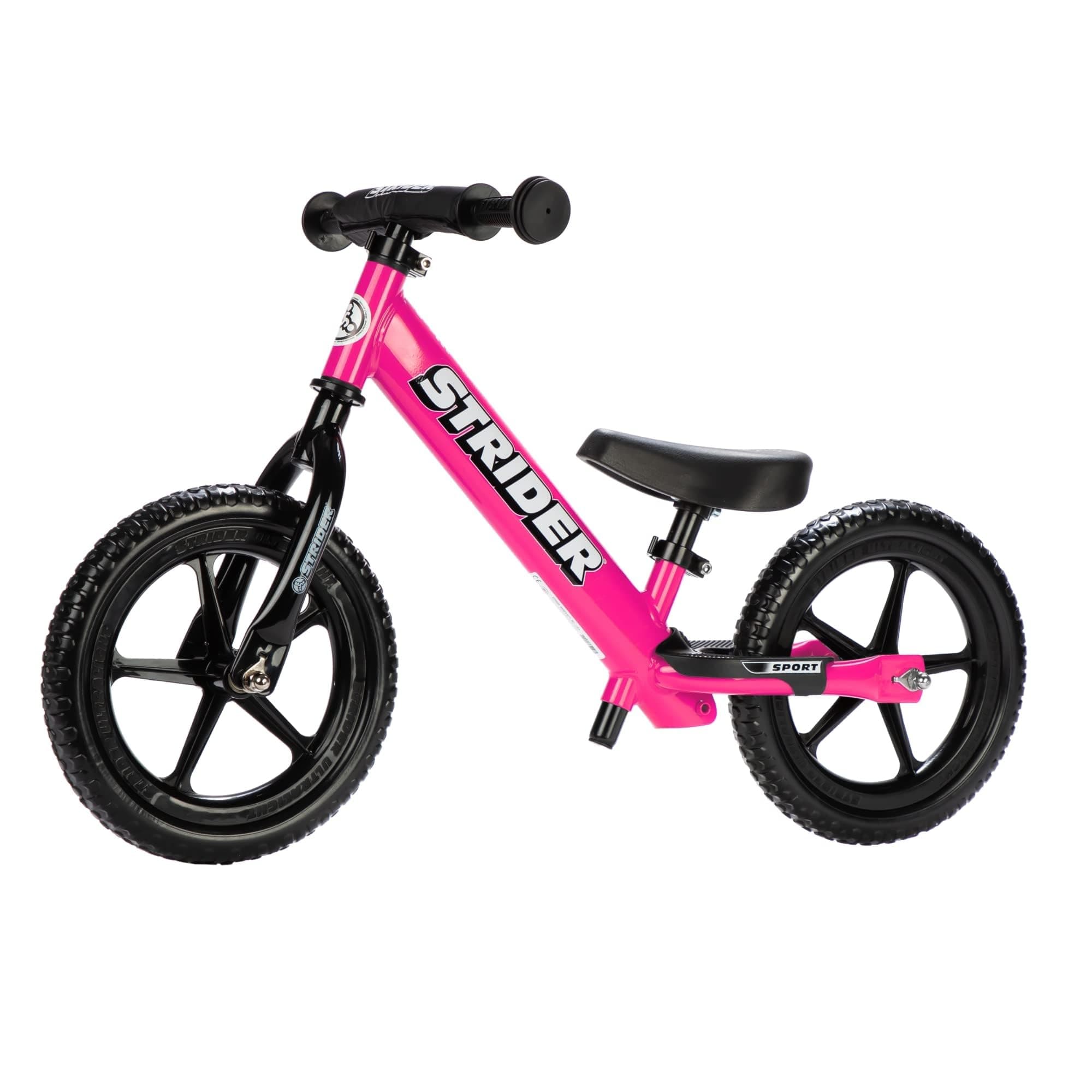 Strider 12” Sport Bike - No Pedal Balance Bicycle for Kids 1 to 4 Years - Includes Safety Pad, Padded Seat, Mini Grips & Flat-Free Tires - Tool-Free Assembly & Adjustments
