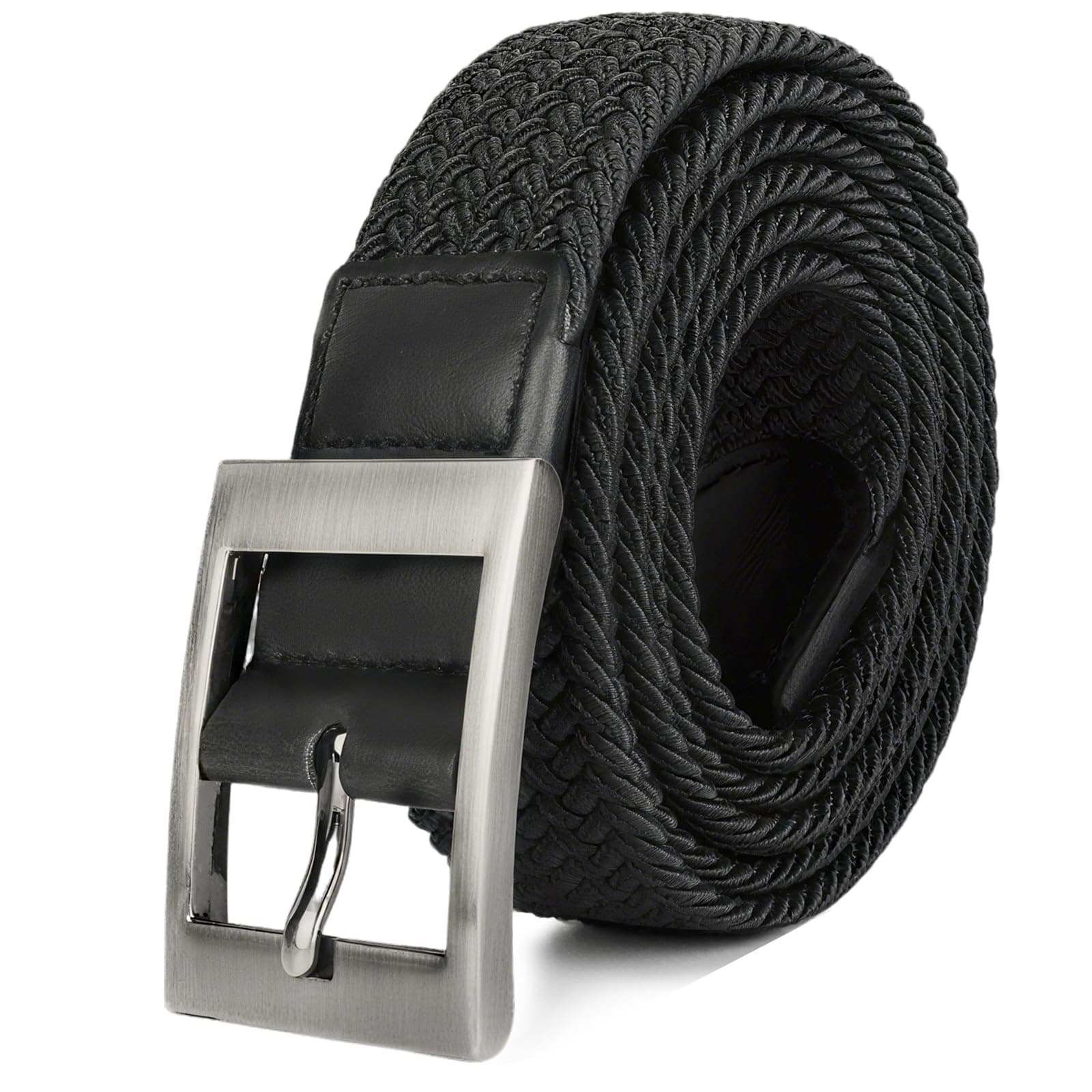 Mens Plus Size Belts 39'' to 75'' Casual Black Braided Elastic Stretch Fabric Woven Web Belt Work Golf Jeans