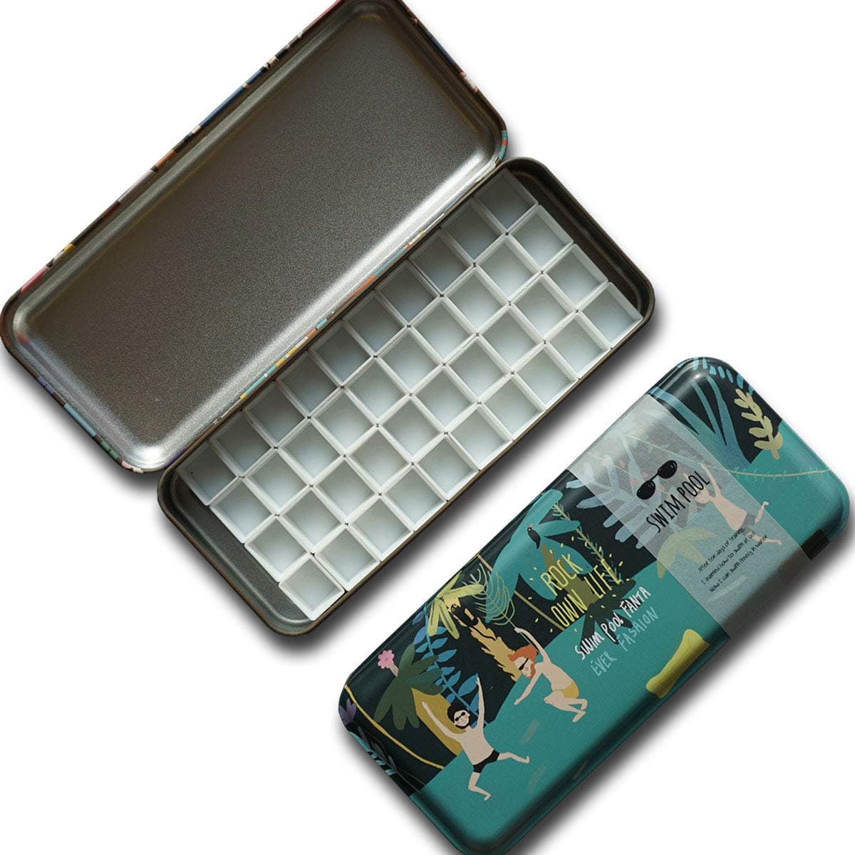 Artist 40 Pcs Empty Half Pans with Mangnet for Watercolor Palette Gouache Painting Travel Tin Box Color Refills【Rock Your Own Life】