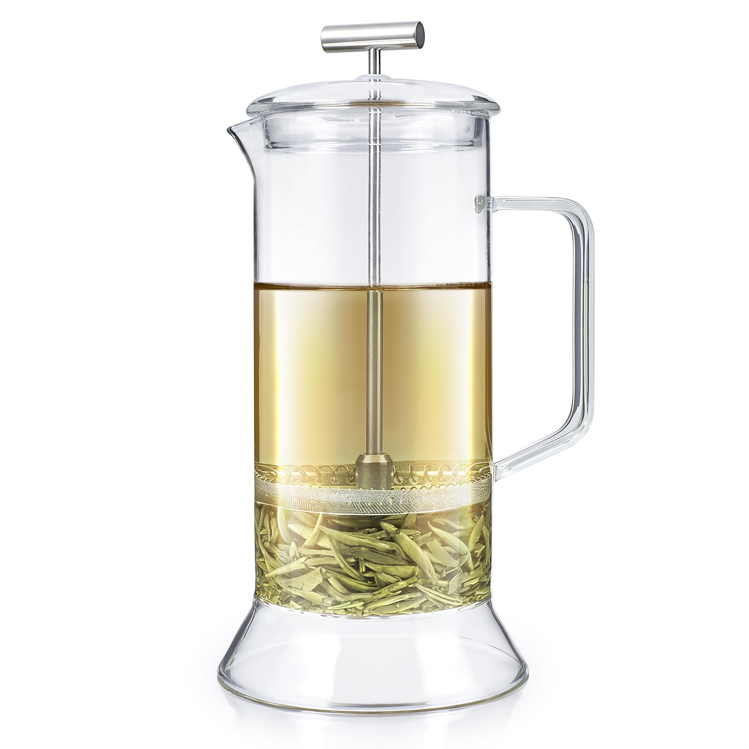 TeabloomToulouse Plastic-Free and Lead-Free Borosilicate Glass French Press for Tea and Coffee, 24-Ounce (700 mL) - Ice Clear