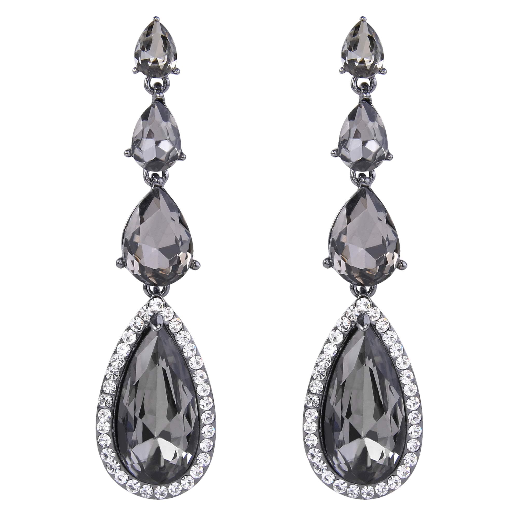 BriLove Women's Elegant Wedding Bridal Multi Teardrop Long Chandelier Dangle Earrings
