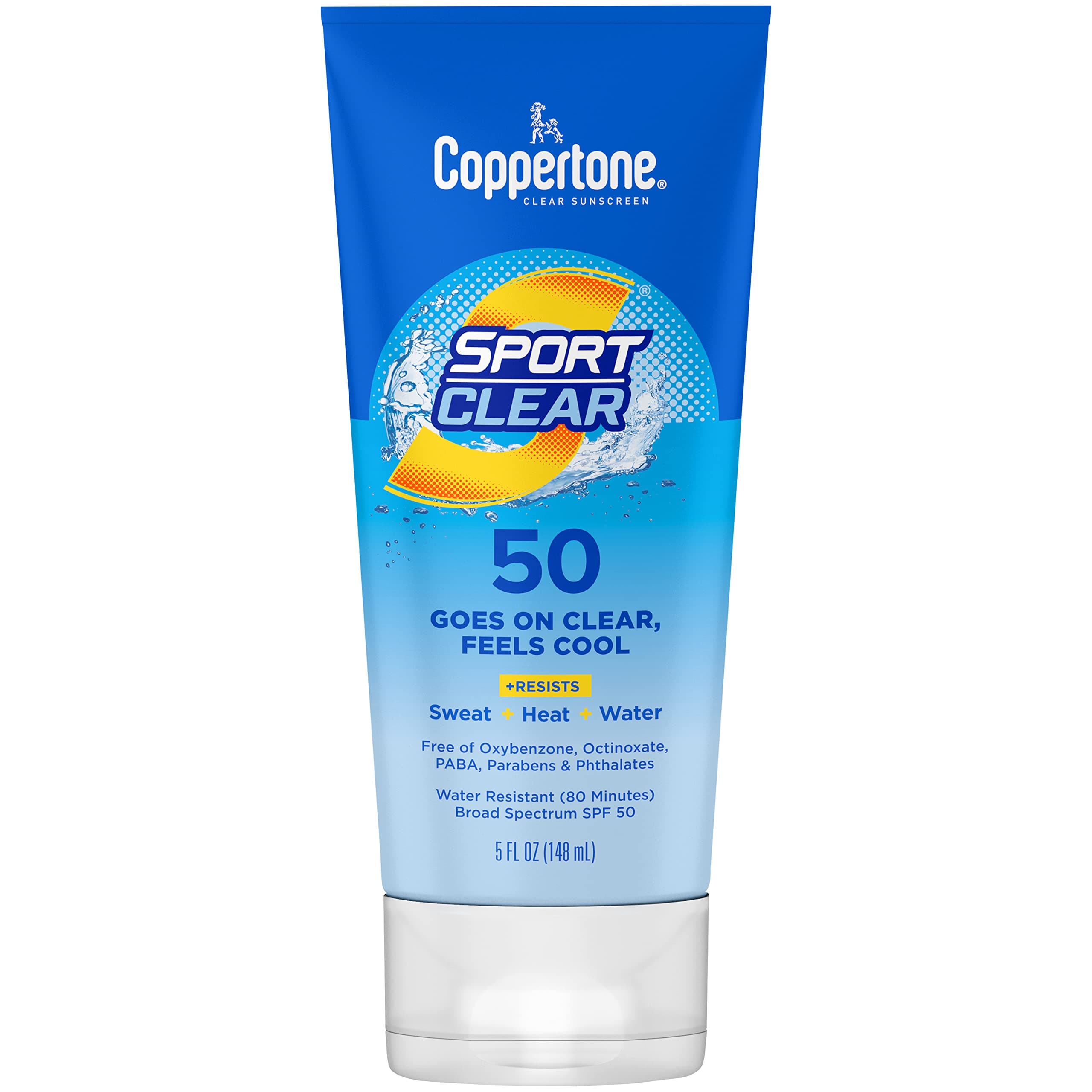 Sport Clear SPF 50 Sunscreen Lotion, Water Resistant, Non-Greasy, Broad Spectrum UVA/UVB Protection, Clean, Cool, 5 Ounce
