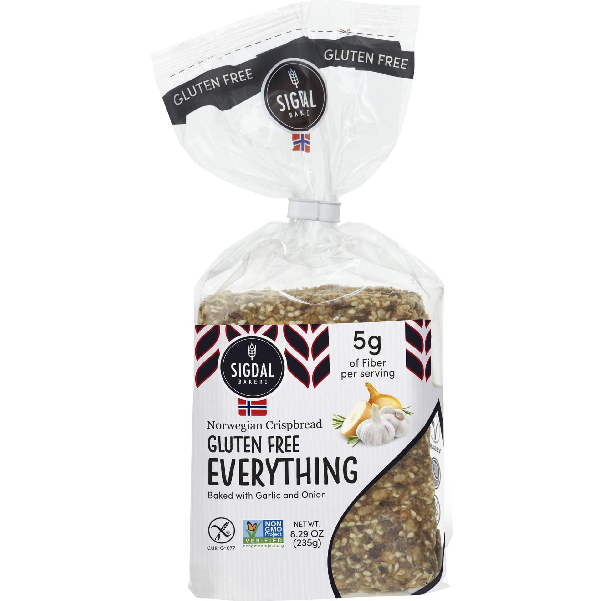 Sigdal Bakeri All Natural Norwegian Crispbread - Non GMO, Vegan, Sugar Free, High Fiber, Low Carbs, High Protein, Wholegrain Snack Crackers With Up To 46% Seeds (Gluten Free Everything, 12 Pack)