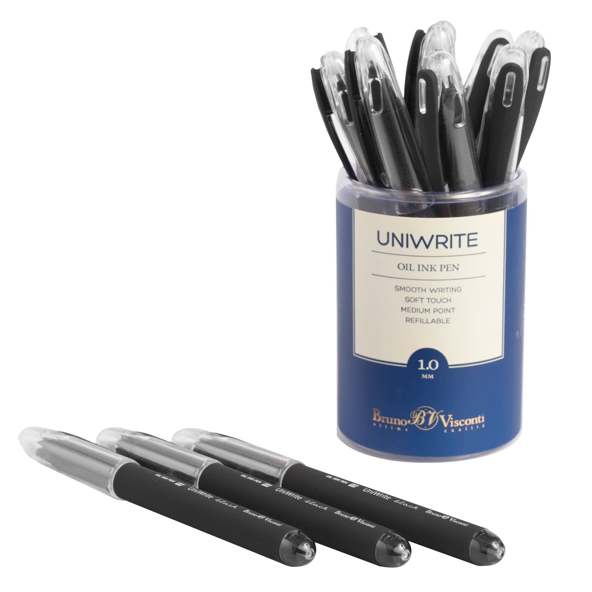 Bruno Visconti Oil 12-Piece UniWrite Ink Pen with Kernel 1.0 mm, Black