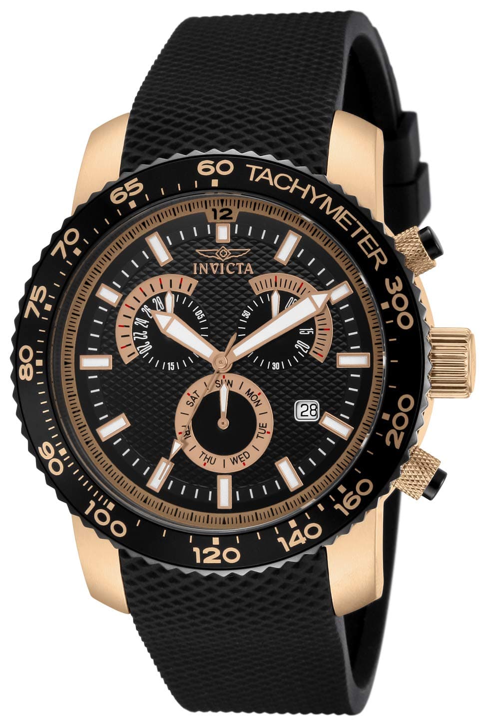 Invicta Men's 11294 Specialty Chronograph Black Textured Dial Black Polyurethane Watch