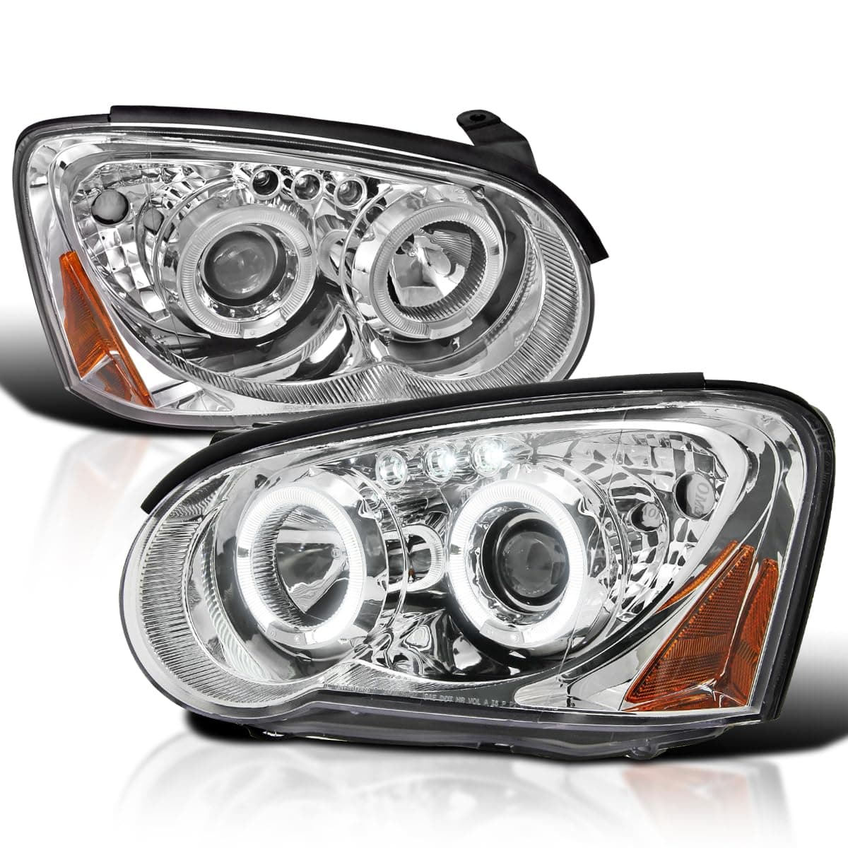 SPEC-D TUNING Chrome Halo Projector Headlights Compatible with 2004-2005 Subaru Impreza RS/WRX/Outback/STI, Left + Right Pair Headlamps Assembly