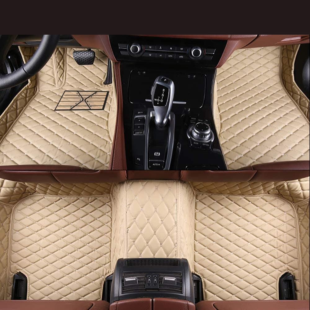 Zmkar Car Floor Mats Fit for Nissan Altima L33 Sedan 2015-2018 Carpets Floor Liner All Weather Non-Slip Waterproof Custom Made Artificial Leather Custom Fit (Beige, Left Hand Drive)