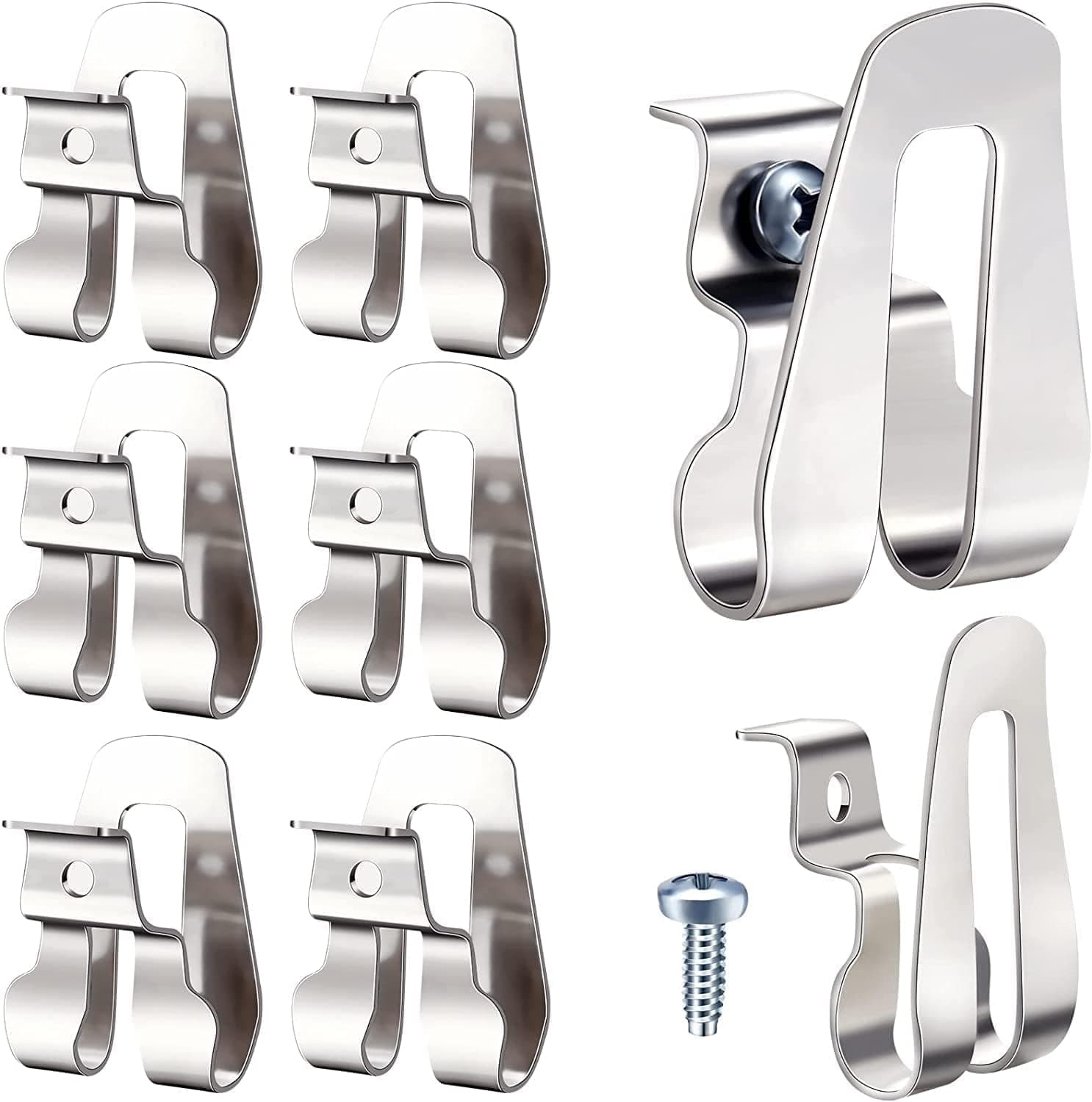 KASTWAVE Replacement Belt Clip Hooks Stainless Steel Driver Belt Clip Drill Clip Hook Tool with Screws Power Tool Parts 8PCS