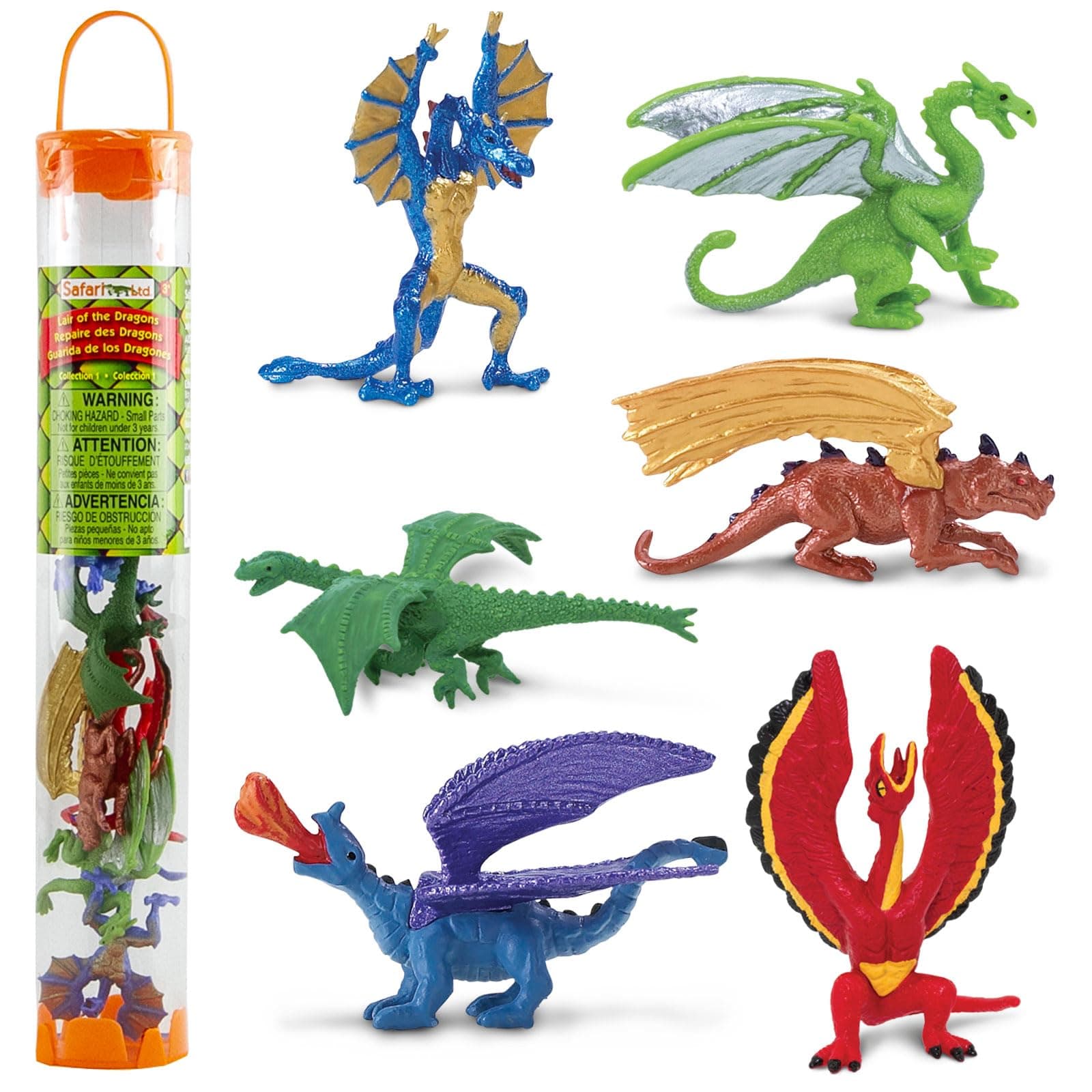 Safari Ltd. Lair Of The Dragons Collection 1 Designer Toob - 6 Miniature Dragon Figures for Fantasy Themed Play, Boys, Girls & Kids Ages 3+
