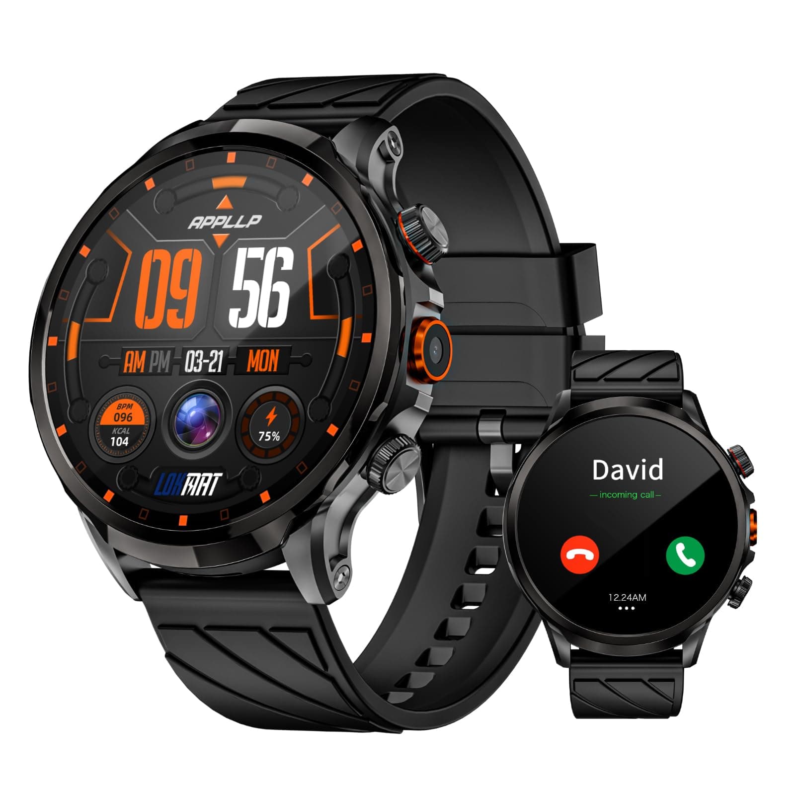 LOKMAT 4G Android Smartwatch Phone Call, 1.85'' HD Screen 3GB+32GB Smart Watch for Men Women, 1100mAh Sports Fitness Activity Tracker Watch with GPS NFC WiFi Camera