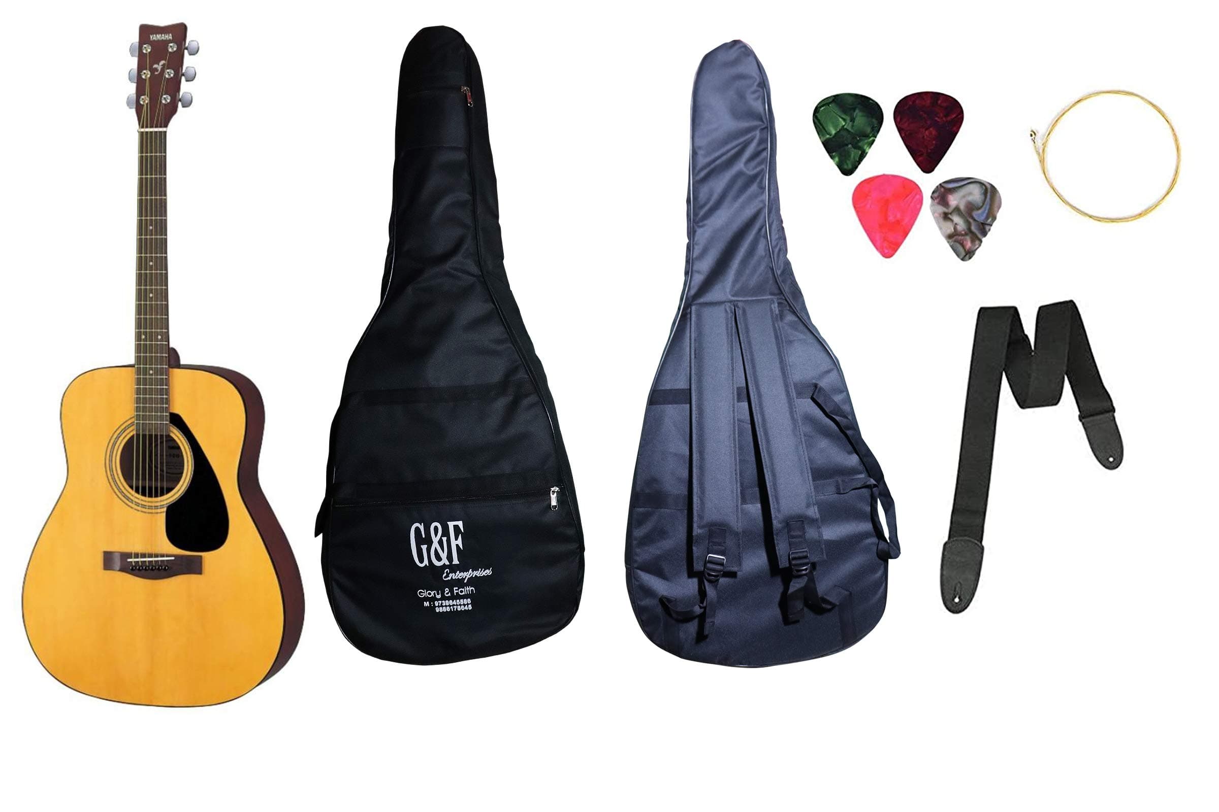 F310, 6-Strings Acoustic Guitar, Natural With Sponge Bag, Belt, Plectrums, Combo Pack.(NT)