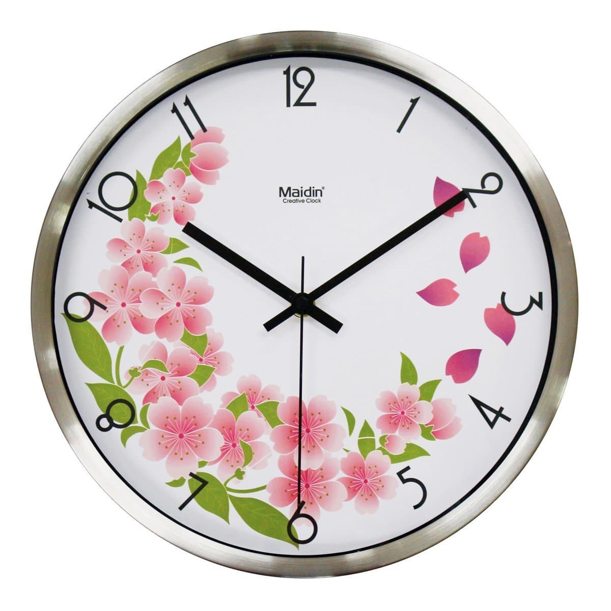 Maidin 12" Floral Non Ticking Silent Wall Clock - 12" Flower Loop