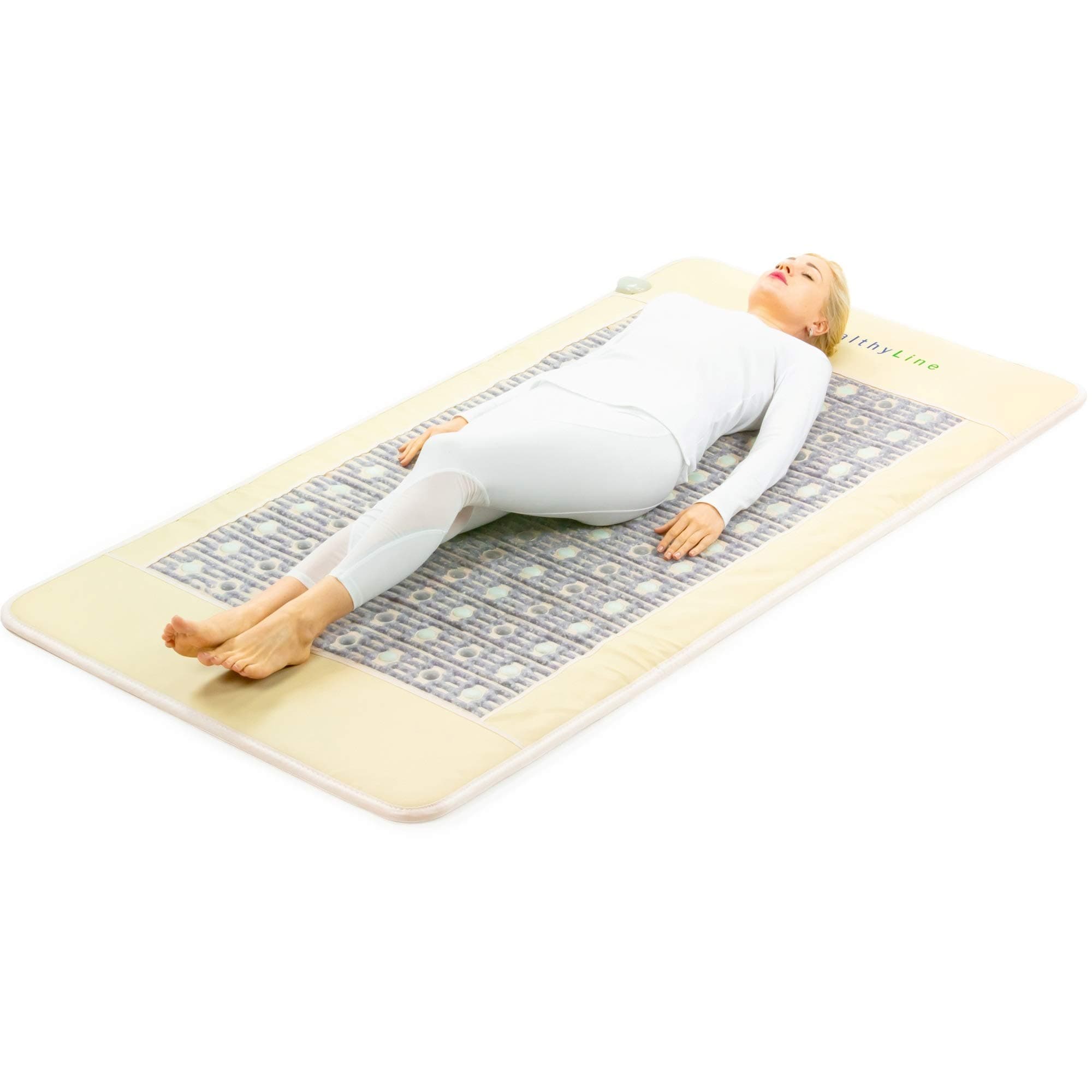 HealthyLine Far Infrared Heating Pad - Comfortable and Flexible SOFT Mat Filled with Amethyst, Tourmaline and Jade Gemstones - Negative Ion Therapy, EMF Blocking Layers - Inframat Pro - 72 x 24 inches