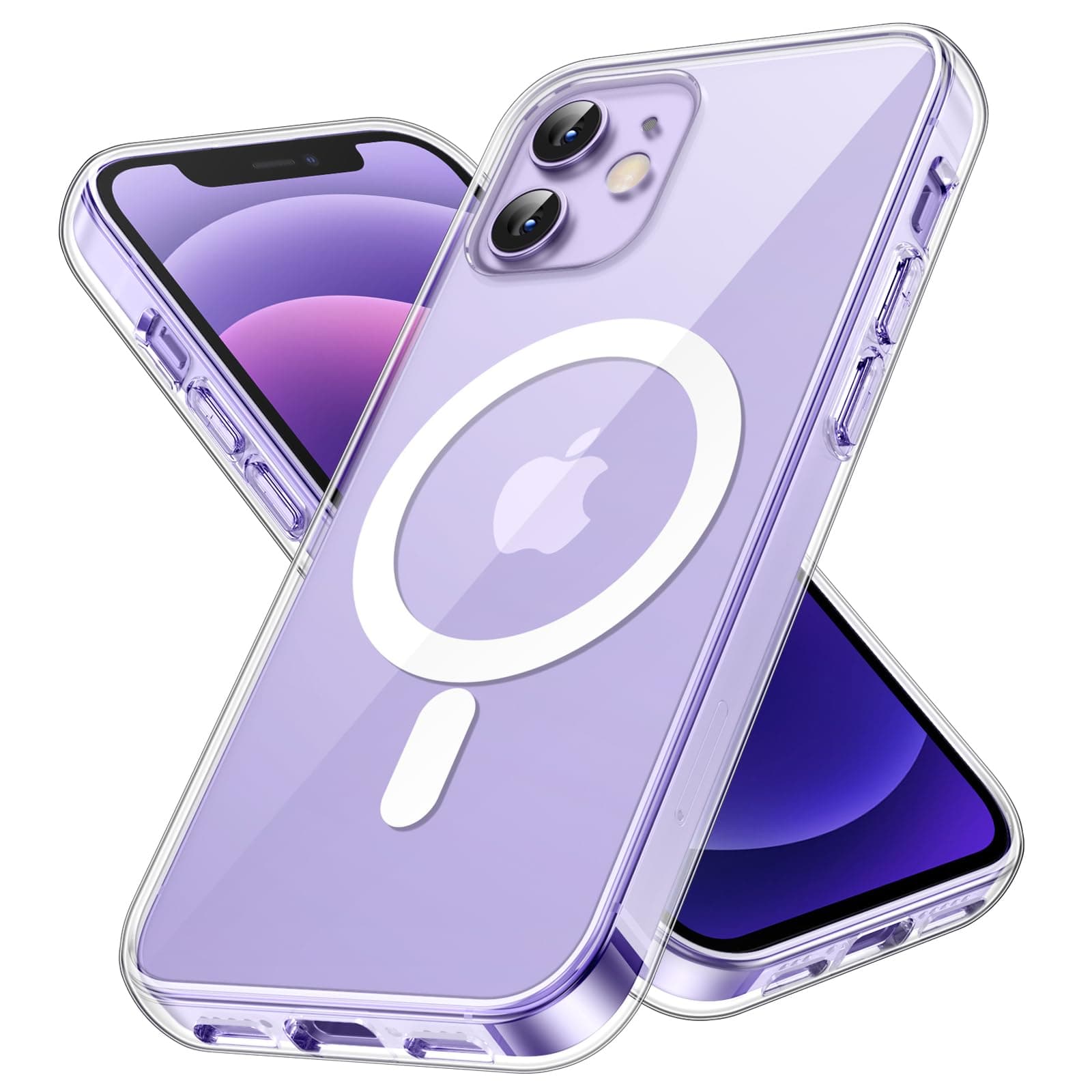 – JETech Magnetic Case for iPhone 12/12 Pro 6.1-Inch Compatible with MagSafe Wireless Charging, Shockproof Phone Bumper Cover, Anti-Scratch Clear Back (Clear)